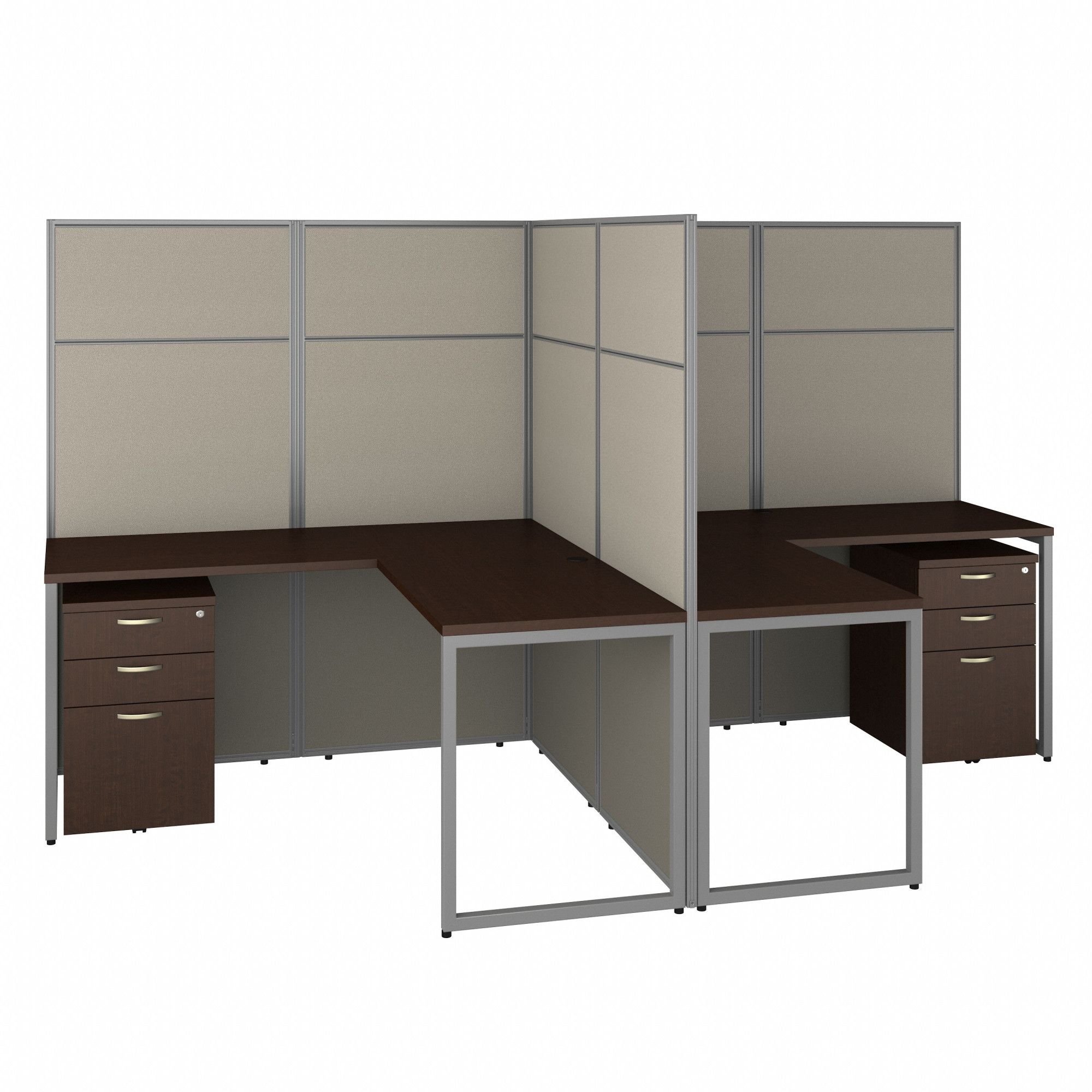 Modular Cubicle Workstation: 66 in Overall Ht, 60 in Overall Wd, Cherry