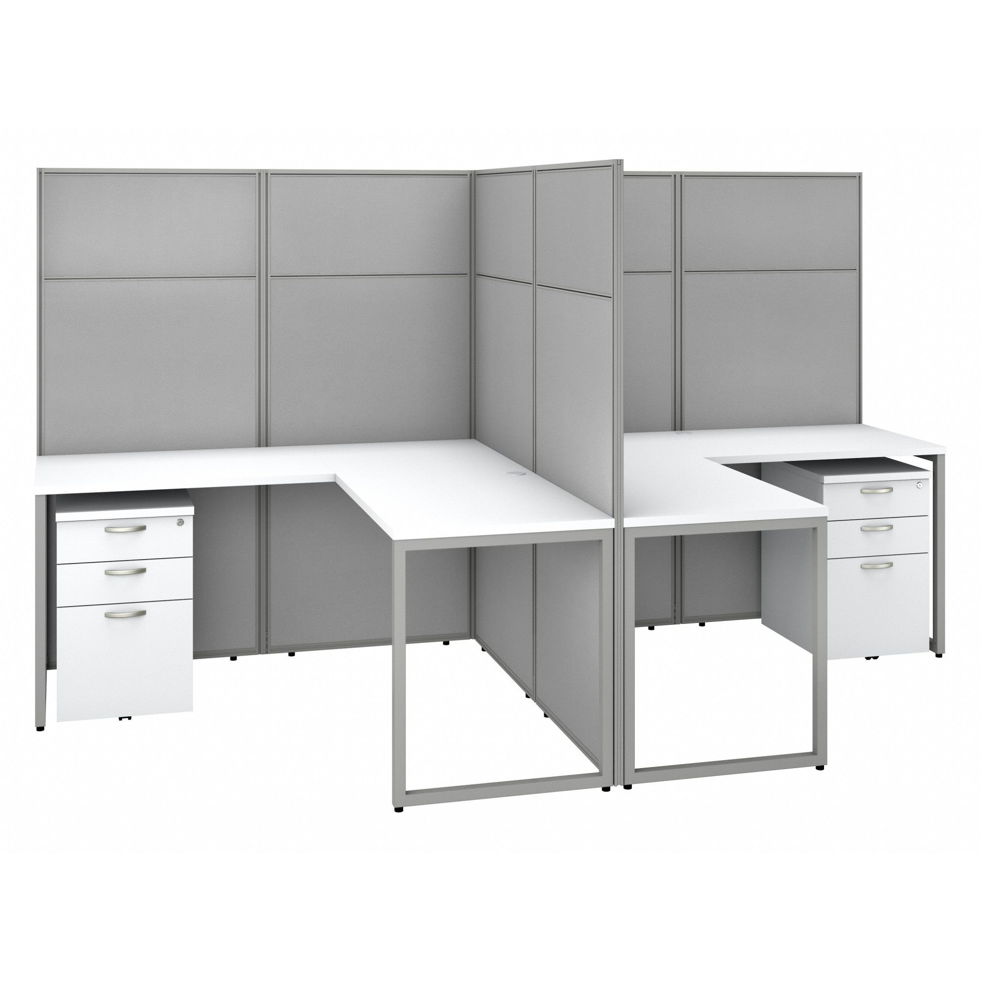 Modular Cubicle Workstation: 66 in Overall Ht, 60 in Overall Wd, White