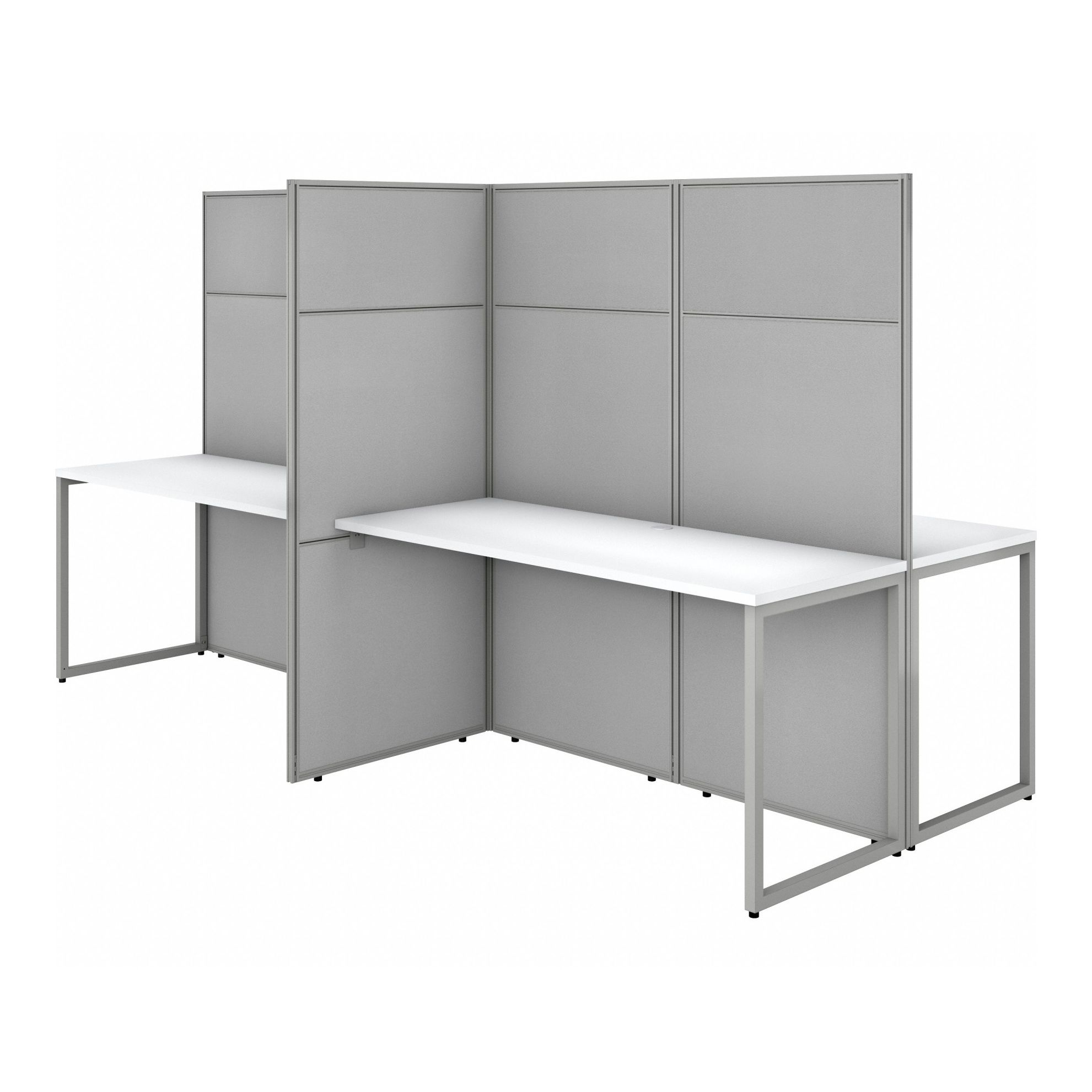 Modular Cubicle Workstation: 66 in Overall Ht, 119 in Overall Wd, White