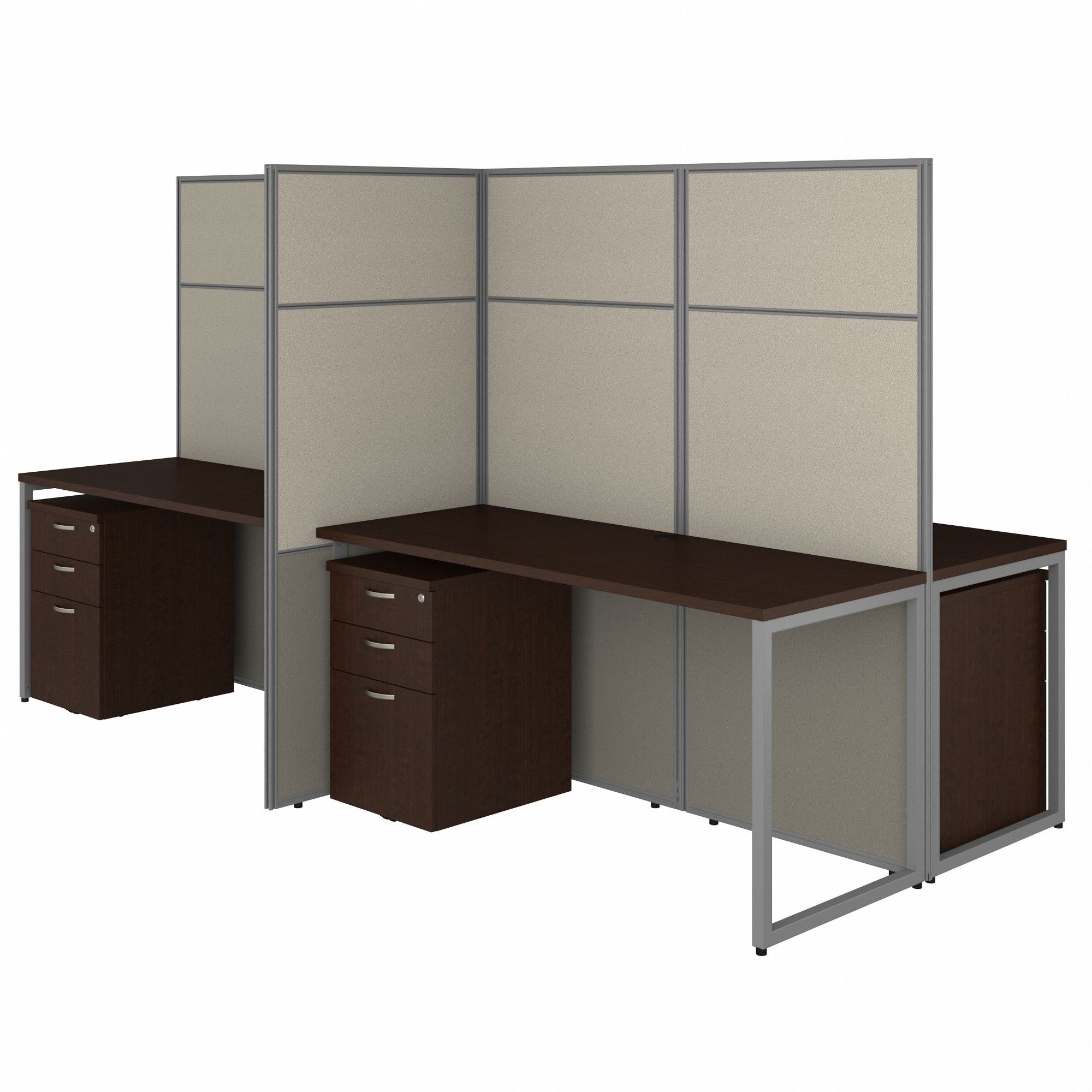 Modular Cubicle Workstation: 66 in Overall Ht, 119 in Overall Wd, Cherry