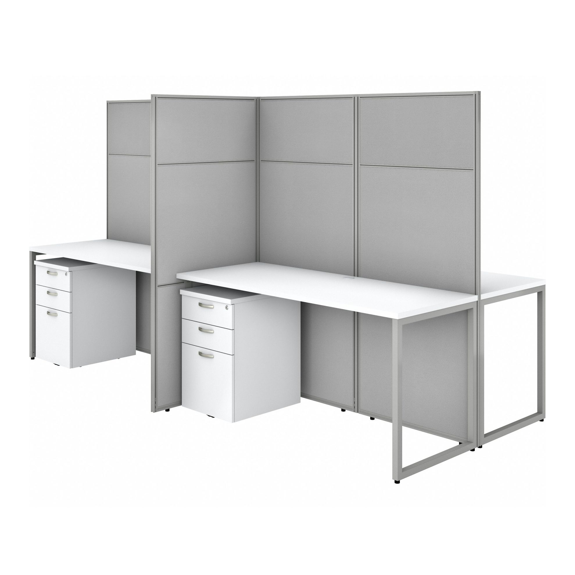 Modular Cubicle Workstation: 66 in Overall Ht, 119 in Overall Wd, White