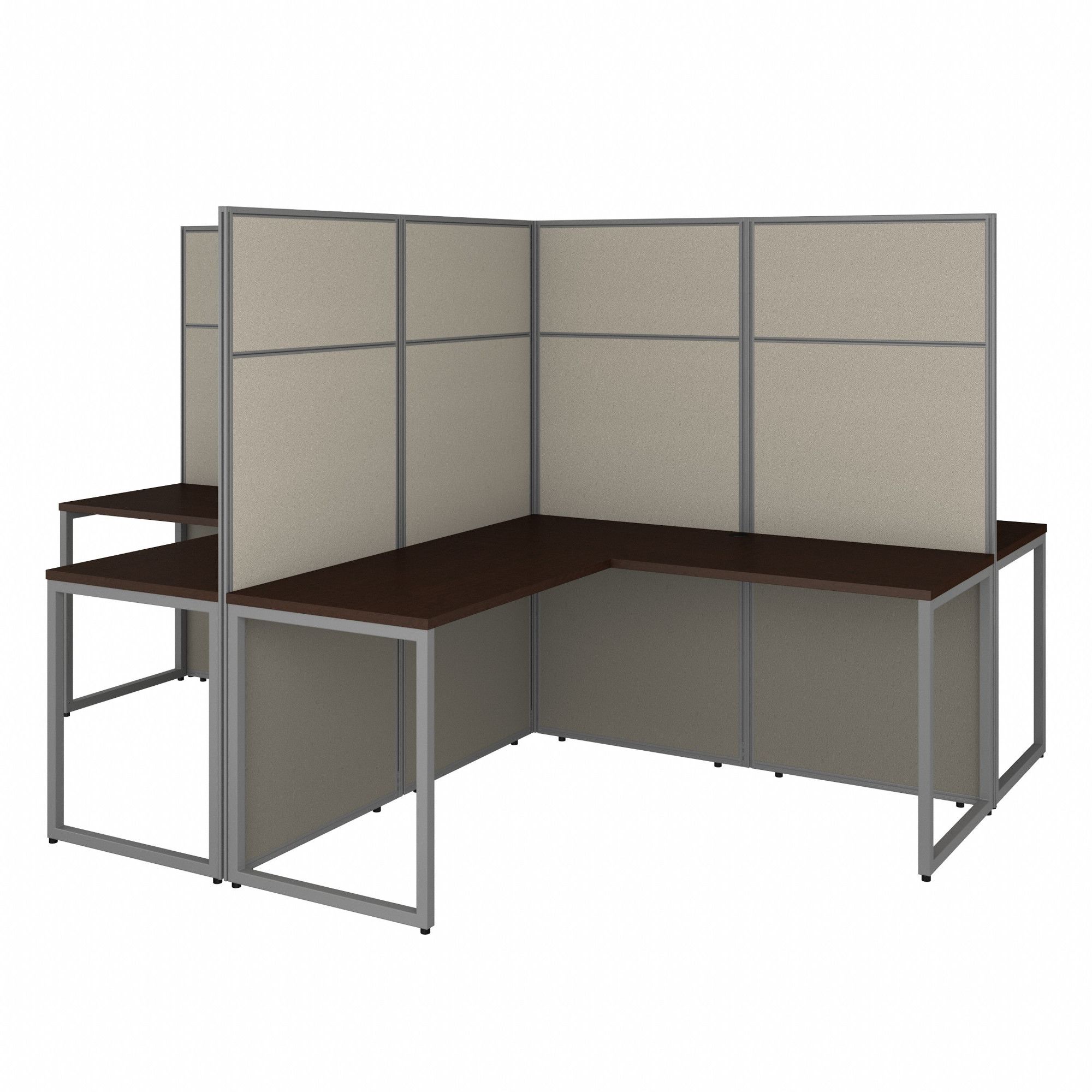 Modular Cubicle Workstation: 66 in Overall Ht, 119 in Overall Wd, Cherry
