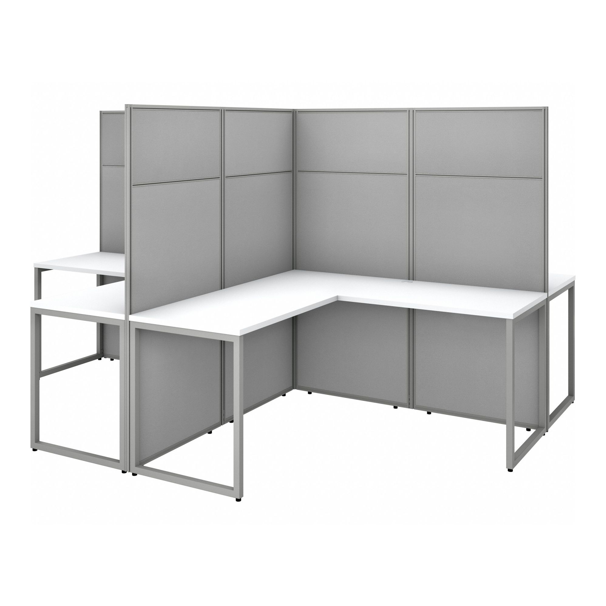 Modular Cubicle Workstation: 66 in Overall Ht, 119 in Overall Wd, White