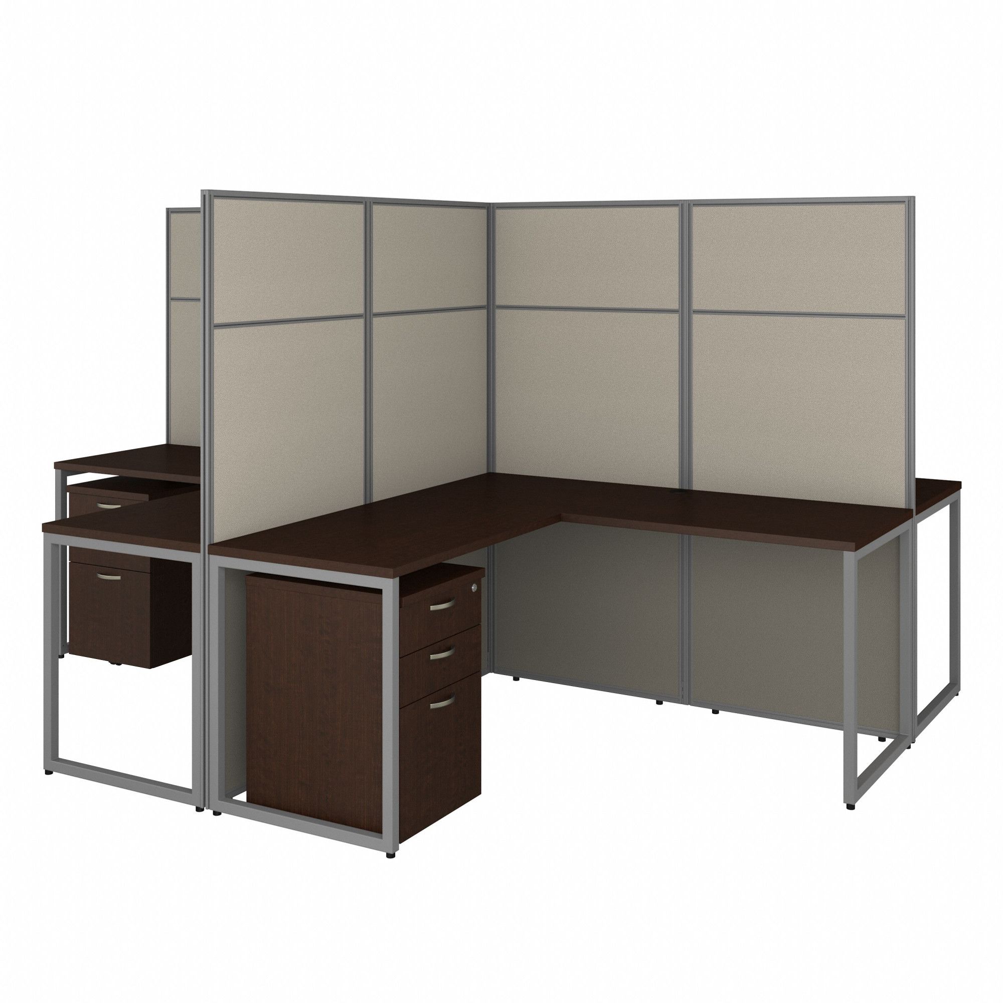Modular Cubicle Workstation: 66 in Overall Ht, 119 in Overall Wd, Cherry