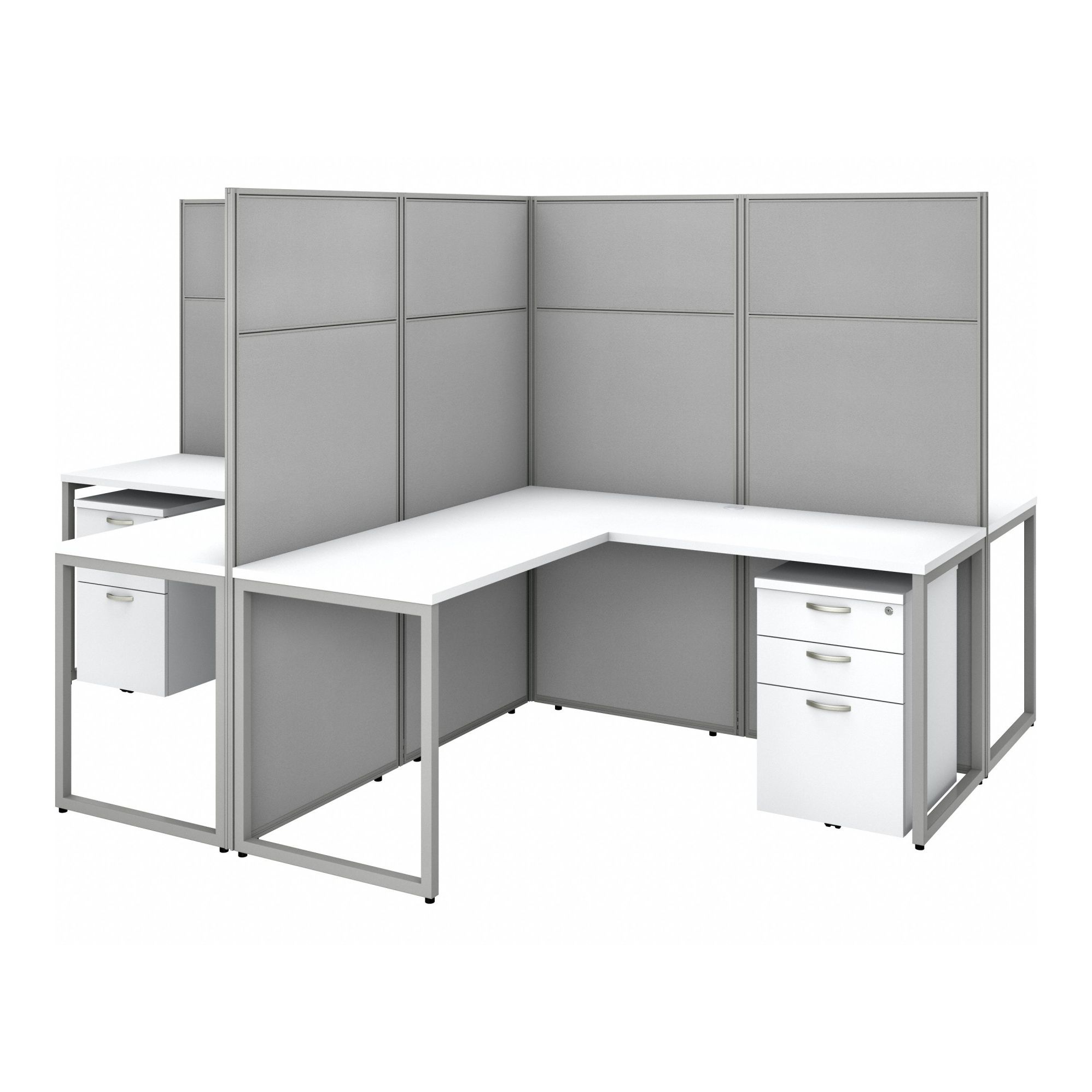 Modular Cubicle Workstation: 66 in Overall Ht, 119 in Overall Wd, White