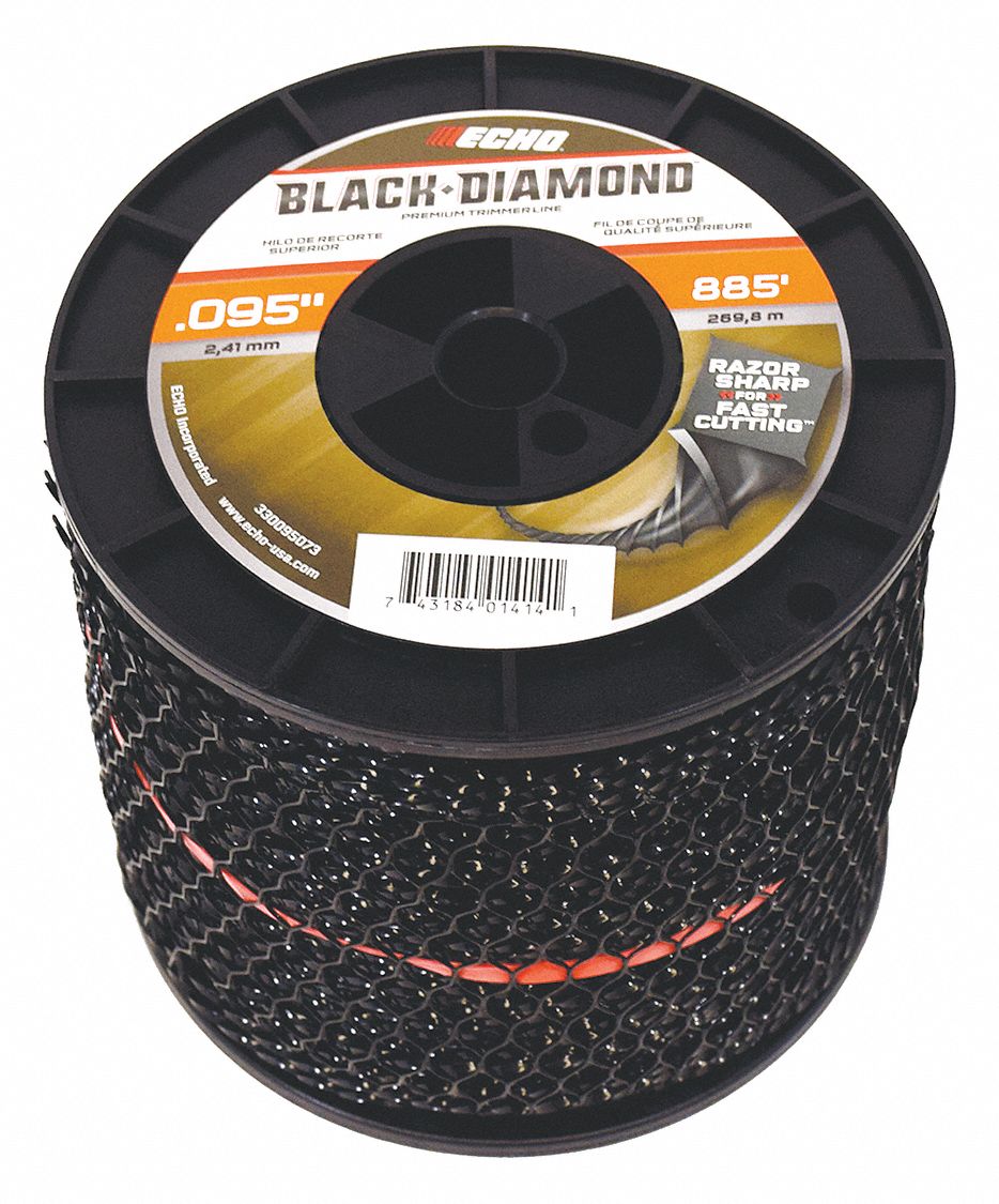 TRIMMER LINE, TWISTED/DIAMOND-SHAPED, 885 FT LENGTH/0.095 IN DIAMETER, NYLON