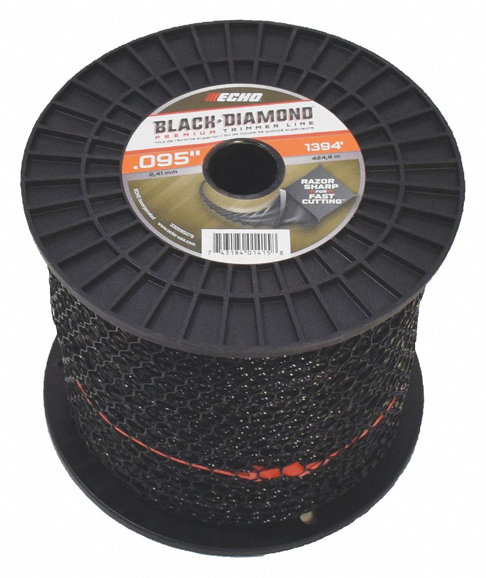 TRIMMER LINE, TWISTED/DIAMOND-SHAPED, 1394 FT LENGTH/0.95 IN DIAMETER, NYLON