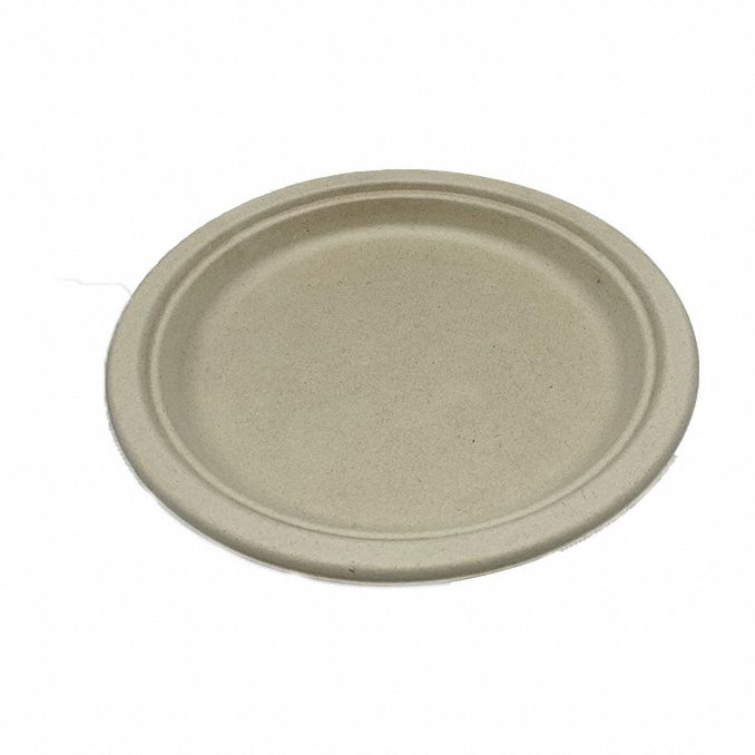 Disposable Fiber Plate: Ivory, Heavy-Wt, 9 in Disposable Plate Size, 500 PK