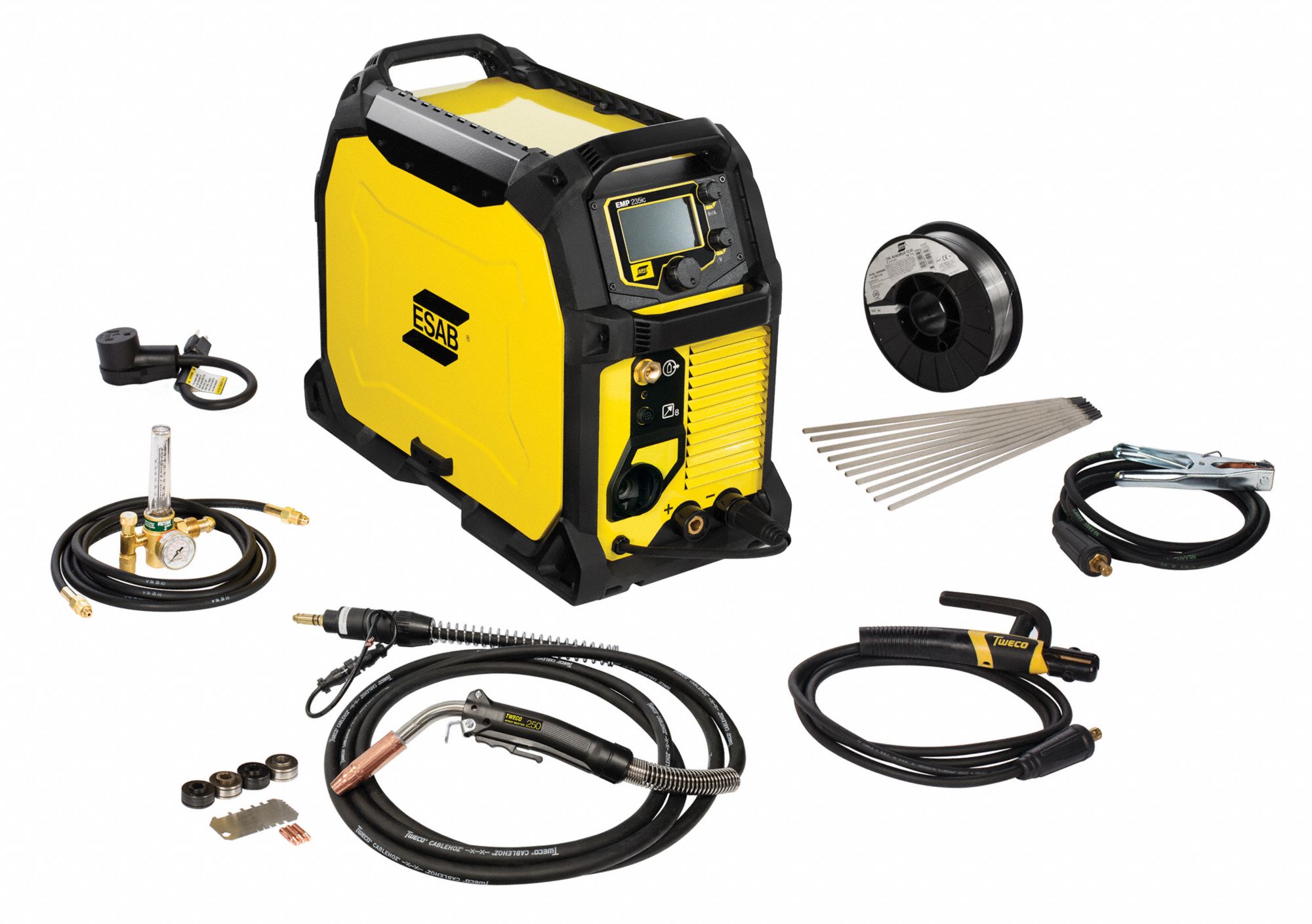 REBEL EMP235IC SYSTEM, W 250A MIG GUN/12.5 FT HOSE/.035 IN WIRE/7018 ELECTRODES, 1 PHASE