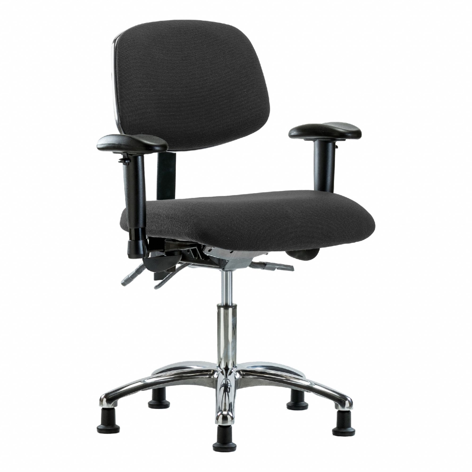 ESD Chair: Fabric, Arms Included, Ht Range 19 in to 24 in, 18 1/2 in Seat Wd, 17 in Seat Dp, Adj