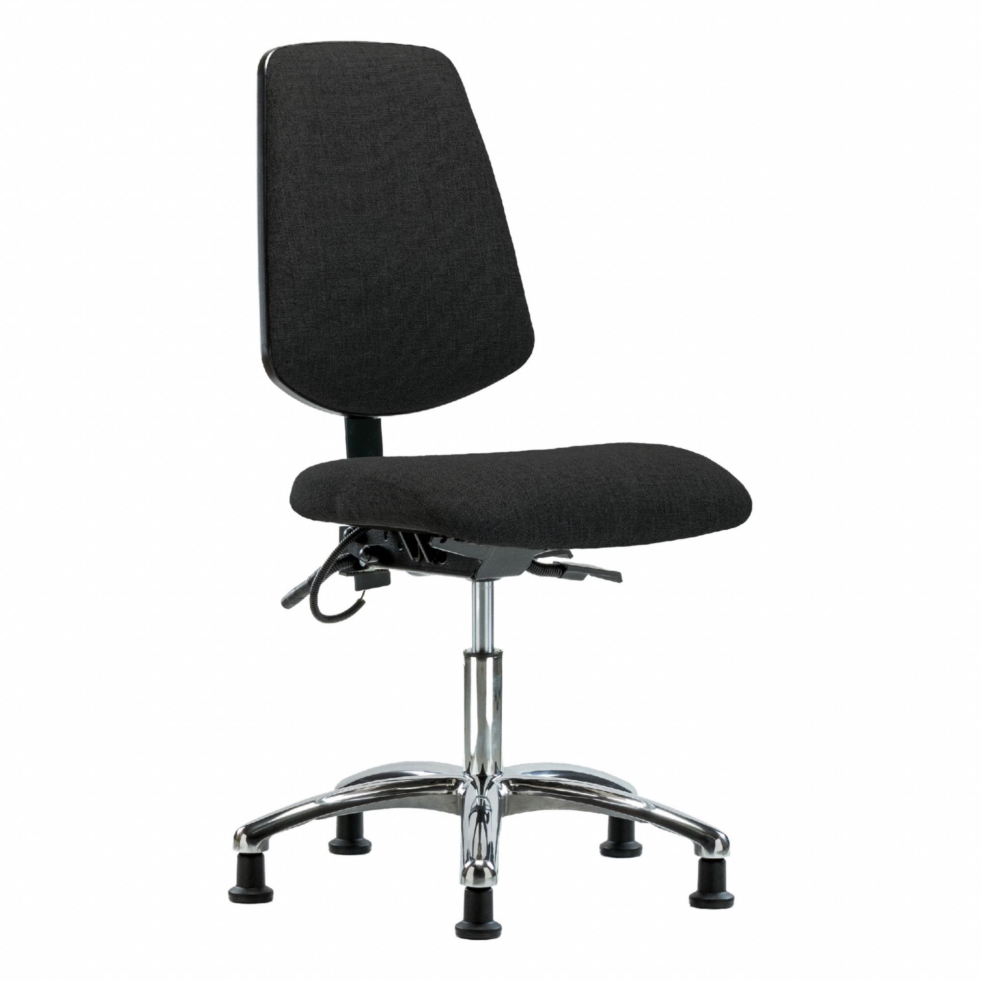 ESD Chair: Fabric, Armless, Ht Range 19 in to 24 in, 18 1/2 in Seat Wd, 17 in Seat Dp, 0 Casters