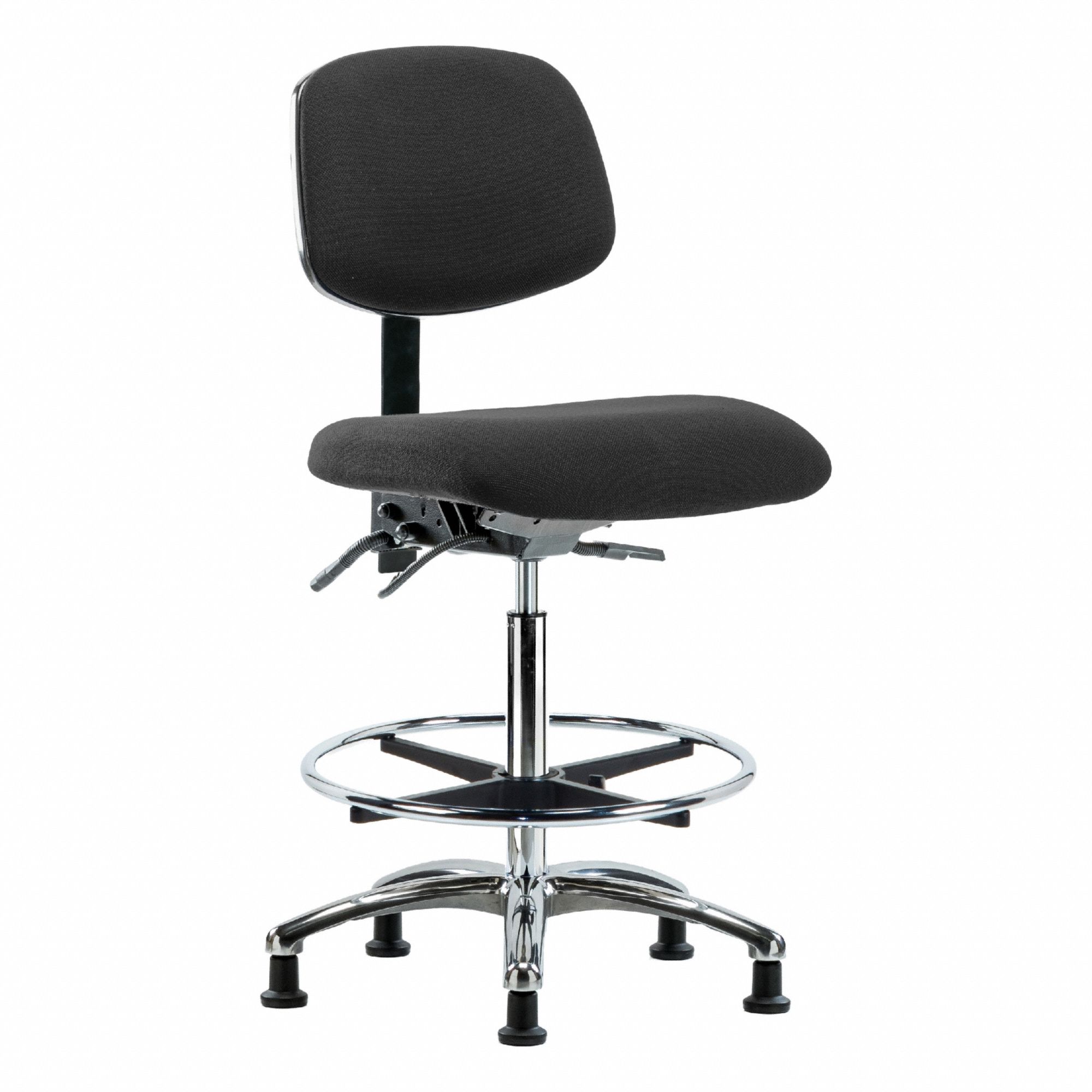 ESD Chair: Fabric, Armless, Ht Range 26 1/4 in to 36 in, 18 1/2 in Seat Wd, 17 in Seat Dp, 0 Casters