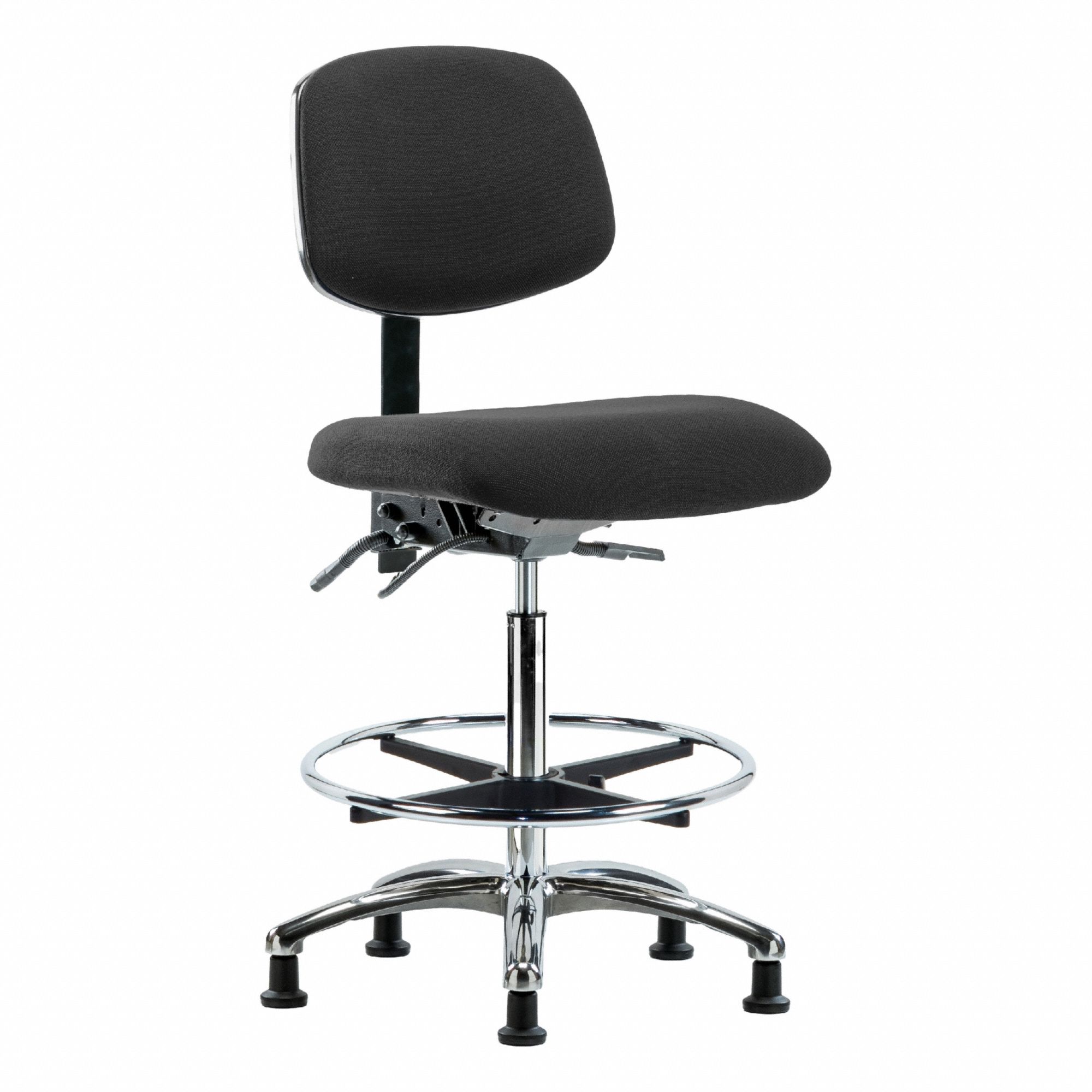 ESD Chair: Fabric, Armless, Ht Range 26 1/4 in to 36 in, 18 1/2 in Seat Wd, 17 in Seat Dp, 0 Casters