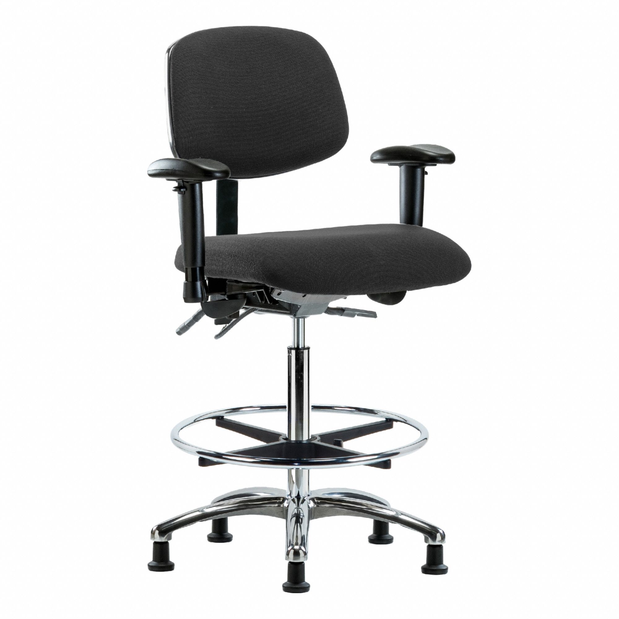 ESD Chair: Fabric, Arms Included, Ht Range 26 1/4 in to 36 in, 18 1/2 in Seat Wd, 17 in Seat Dp, Adj