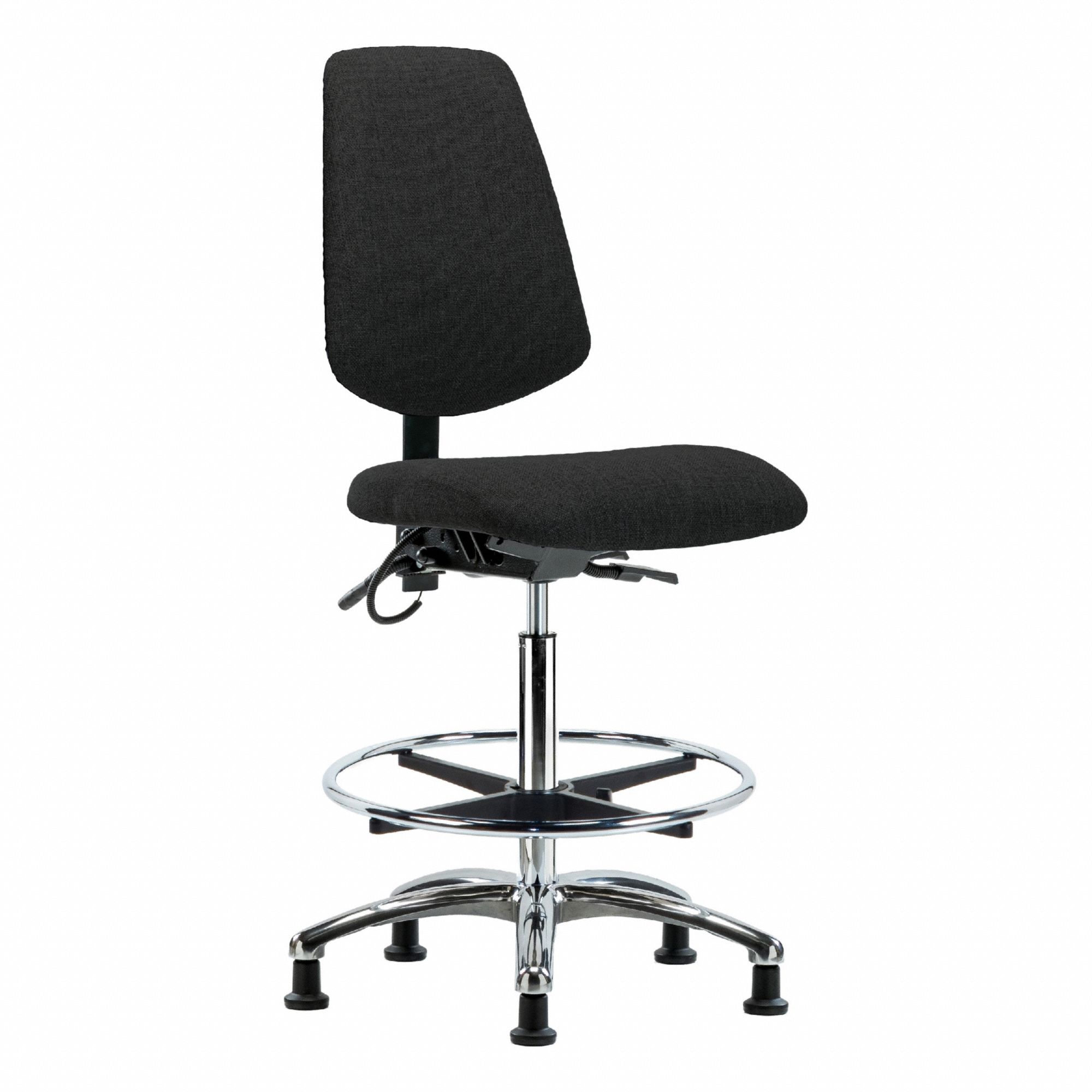 ESD Task Chair: Fabric, Armless, Ht Range 26 1/4 in to 36 in, 18 1/2 in Seat Wd, 17 in Seat Dp