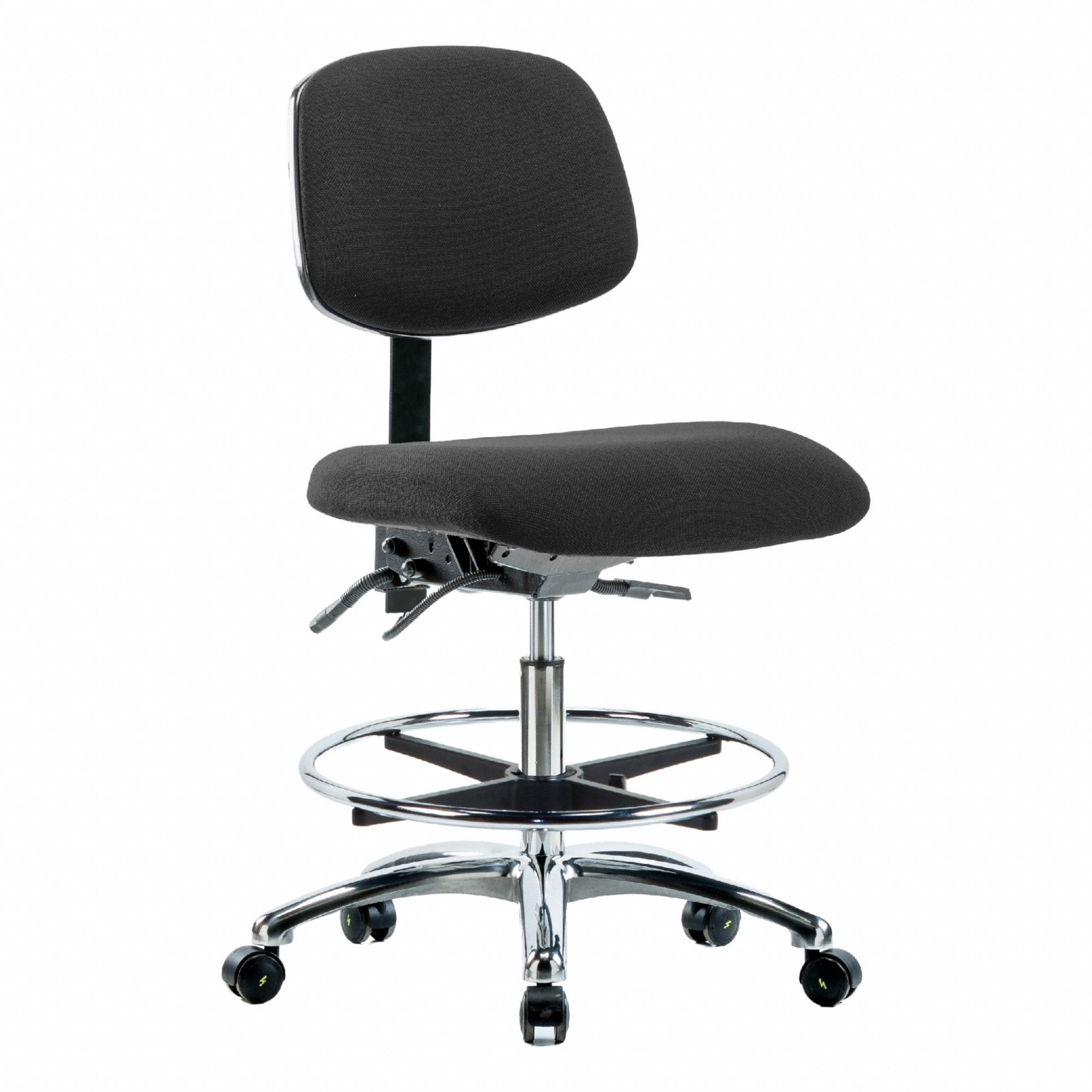ESD Task Chair: Fabric, Armless, Ht Range 21 1/2 in to 29 in, 18 1/2 in Seat Wd, 17 in Seat Dp