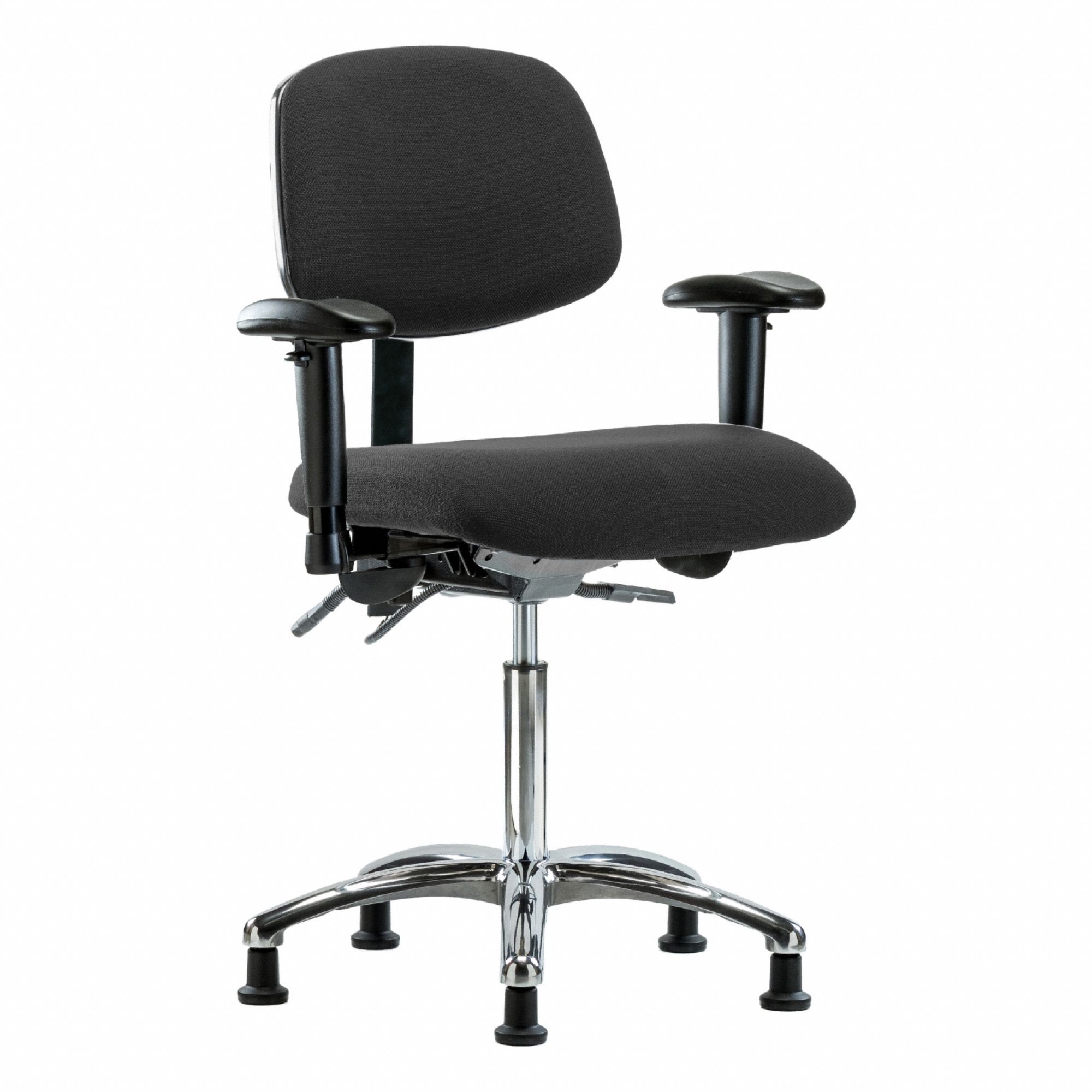 ESD Task Chair: Fabric, Arms Included, Ht Range 21 1/2 in to 29 in, 18 1/2 in Seat Wd, 17 in Seat Dp