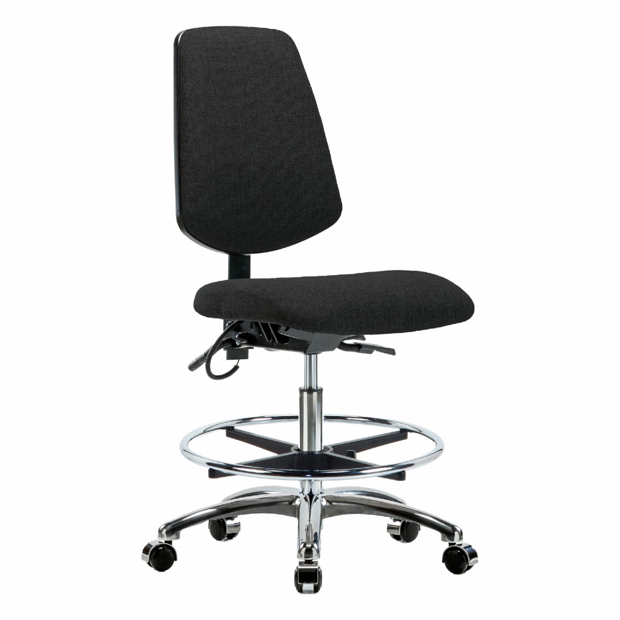 ESD Task Chair: Fabric, Armless, Ht Range 21 1/2 in to 29 in, 18 1/2 in Seat Wd, 17 in Seat Dp