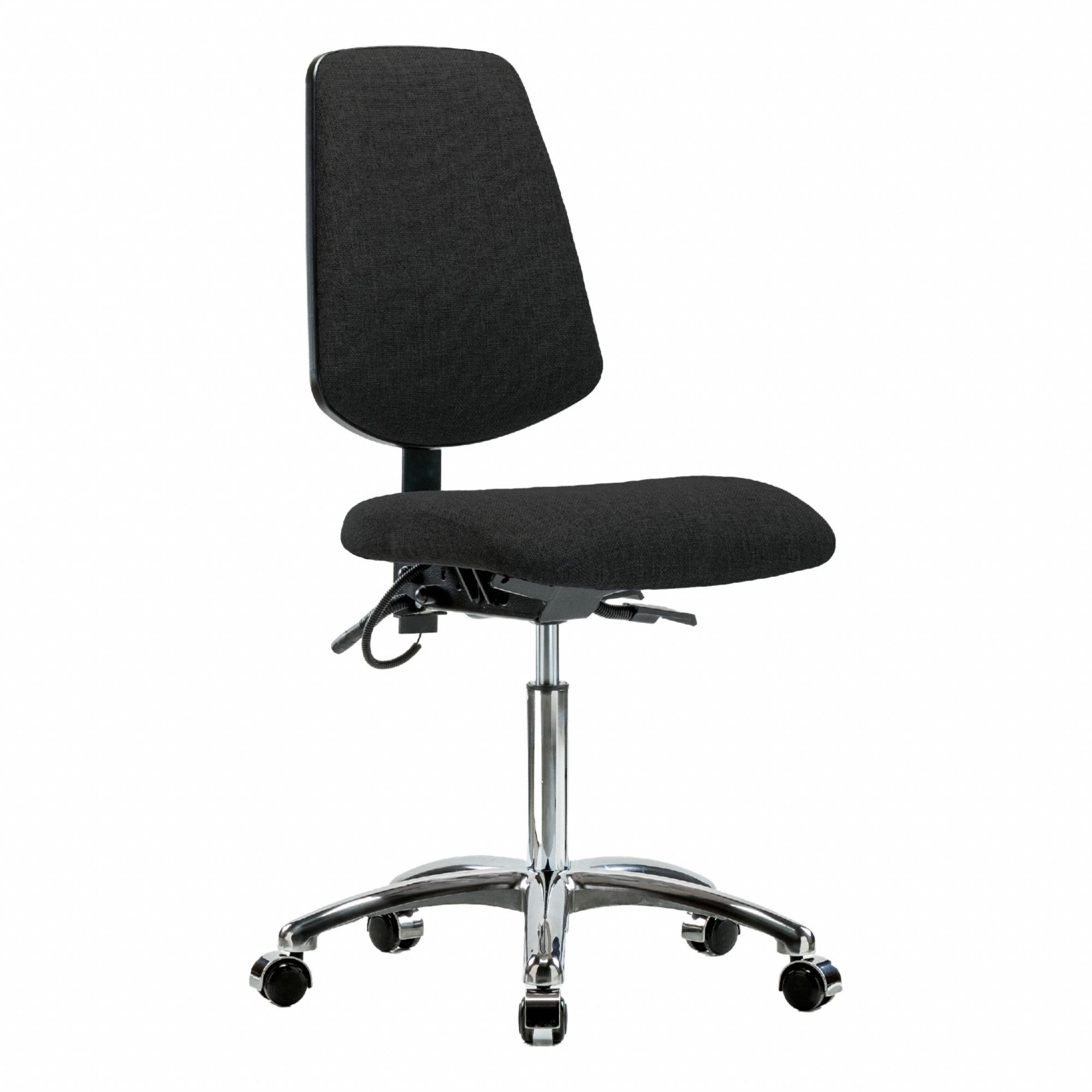 ESD Task Chair: Fabric, Armless, Ht Range 21 1/2 in to 29 in, 18 1/2 in Seat Wd, 17 in Seat Dp