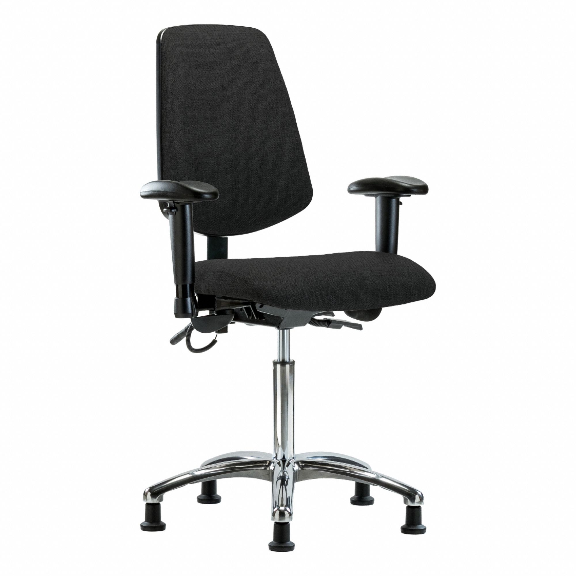 ESD Task Chair: Fabric, Arms Included, Ht Range 21 1/2 in to 29 in, 18 1/2 in Seat Wd, 17 in Seat Dp