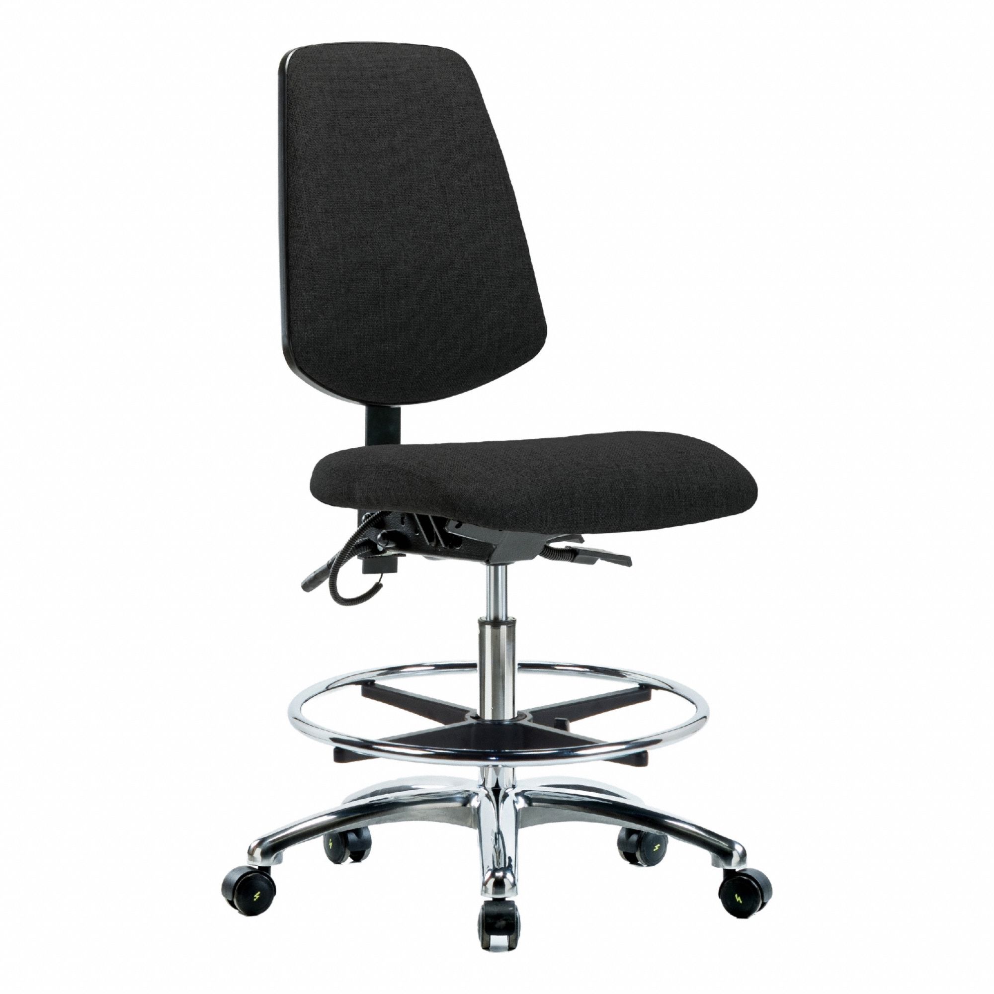 ESD Task Chair: Fabric, Armless, Ht Range 21 1/2 in to 29 in, 18 1/2 in Seat Wd, 17 in Seat Dp