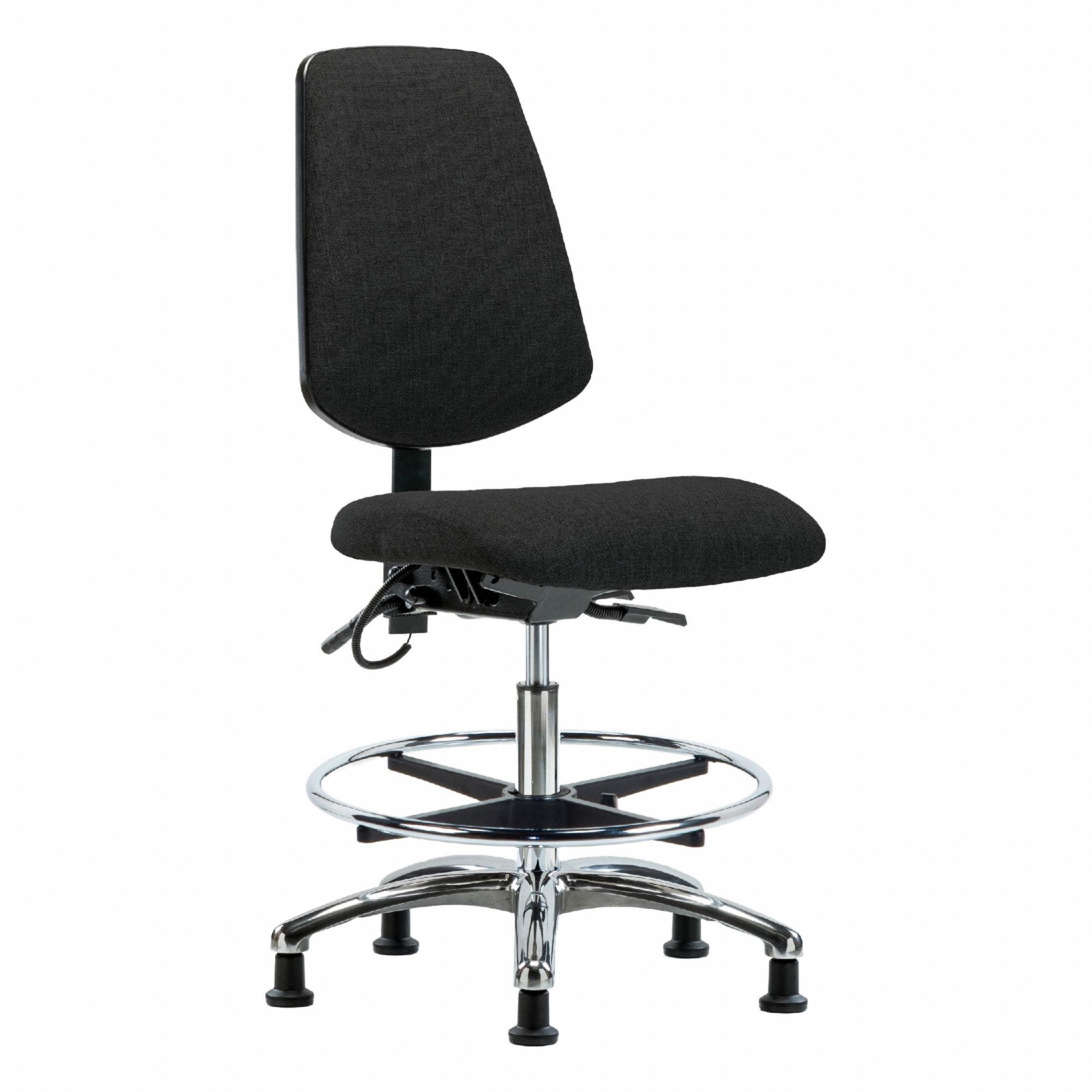 ESD Task Chair: Fabric, Armless, Ht Range 21 1/2 in to 29 in, 18 1/2 in Seat Wd, 17 in Seat Dp