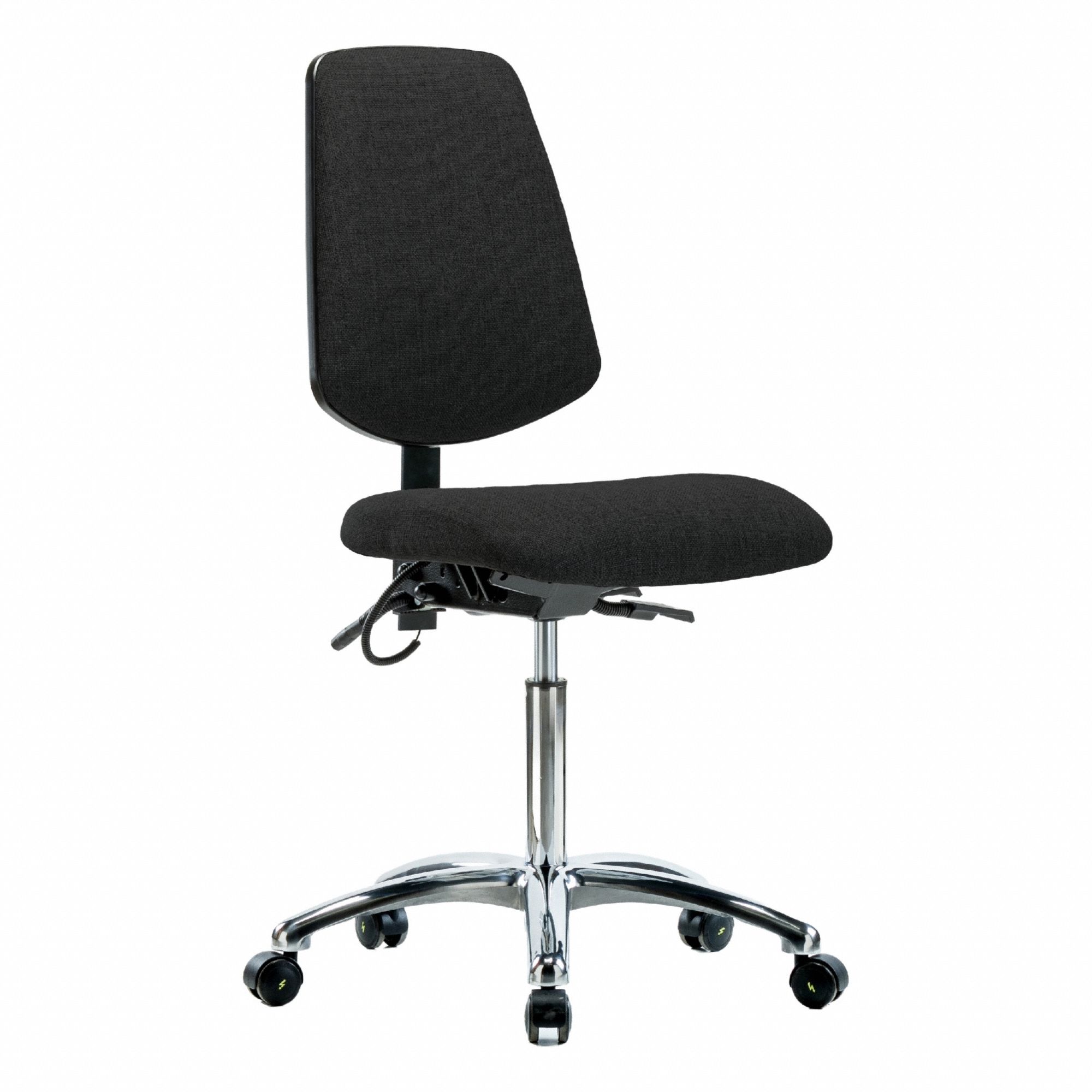 ESD Task Chair: Fabric, Armless, Ht Range 21 1/2 in to 29 in, 18 1/2 in Seat Wd, 17 in Seat Dp