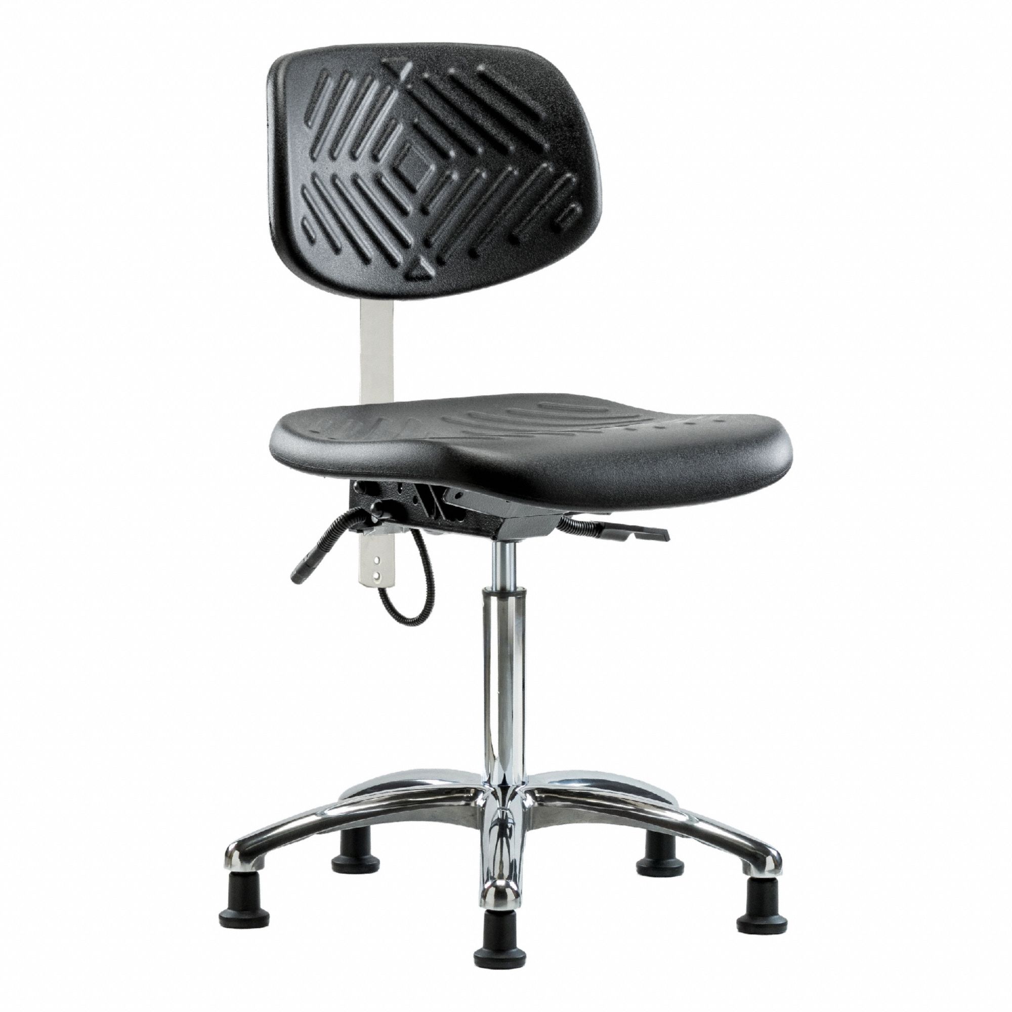 ESD Task Chair: Polyurethane, Armless, Ht Range 20 1/4 in to 28 in, 16 in Seat Wd, 17 in Seat Dp