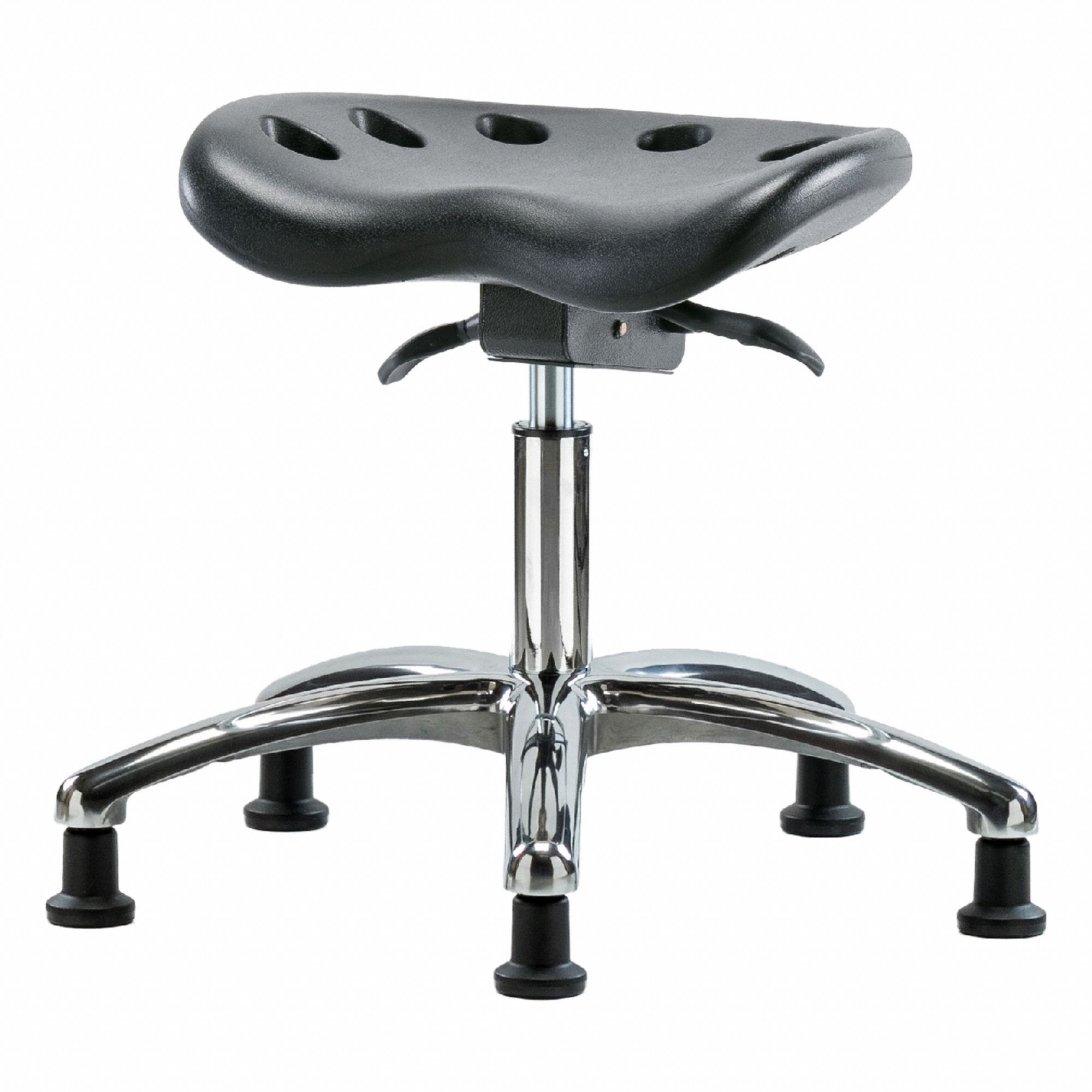 Tractor Stool: Polyurethane, Ht Range 17 1/2 in to 22 1/2 in, 17 in Seat Wd, 14 in Seat Dp, 5 Glides