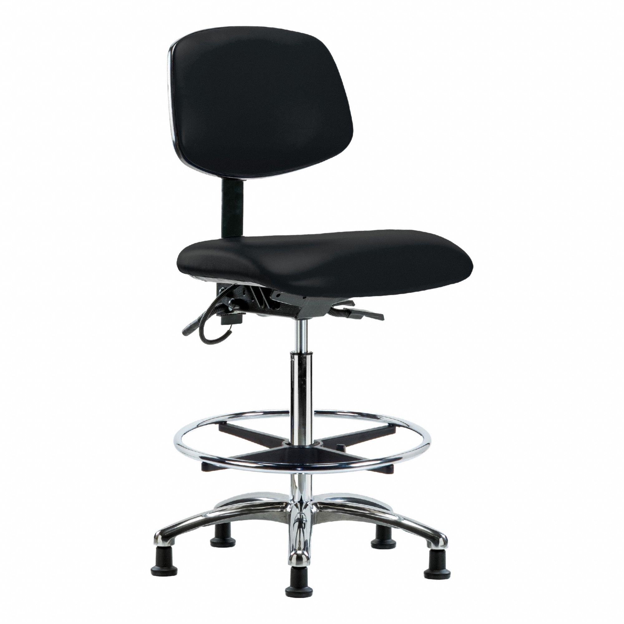 ESD Task Chair: Vinyl, Armless, Ht Range 26 1/4 in to 36 in, 18 1/2 in Seat Wd, 17 in Seat Dp, Black
