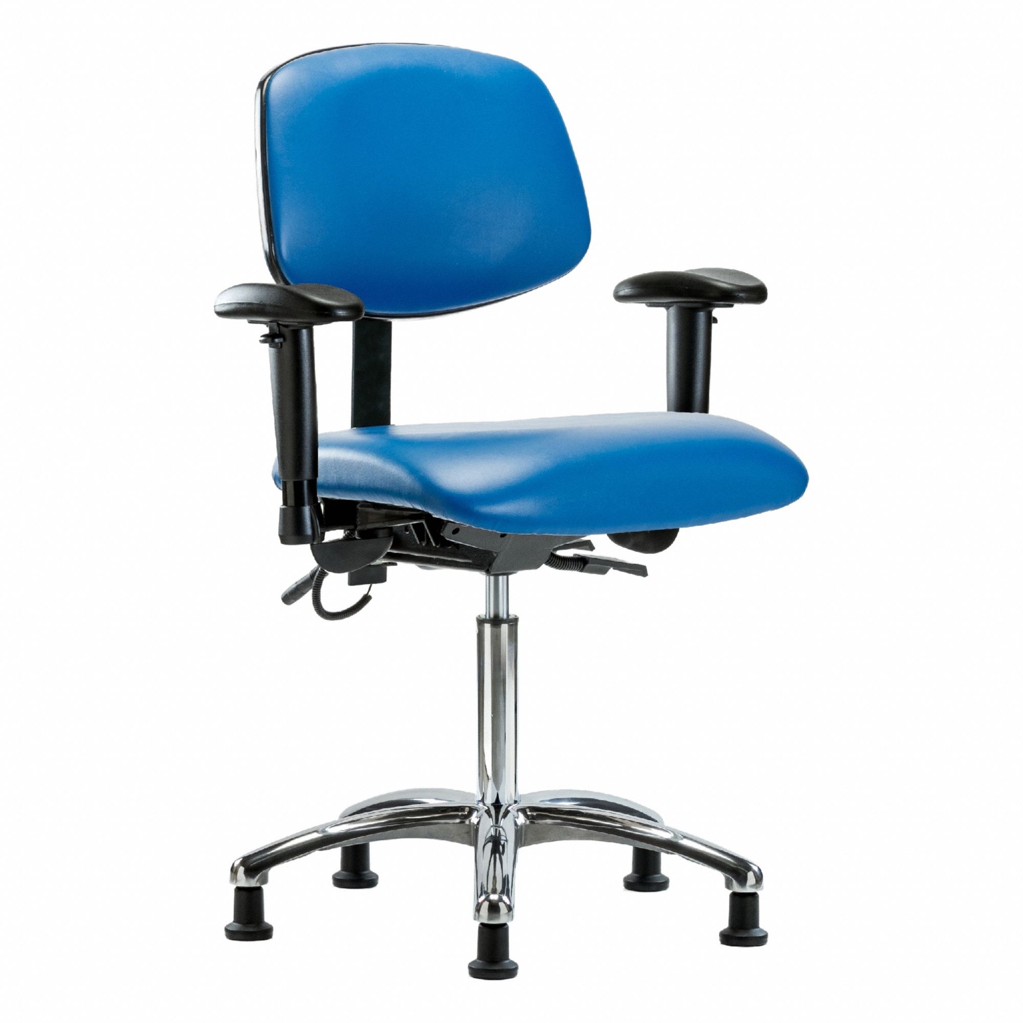 ESD Task Chair: Vinyl, Arms Included, Ht Range 21 1/2 in to 29 in, 18 1/2 in Seat Wd, 17 in Seat Dp