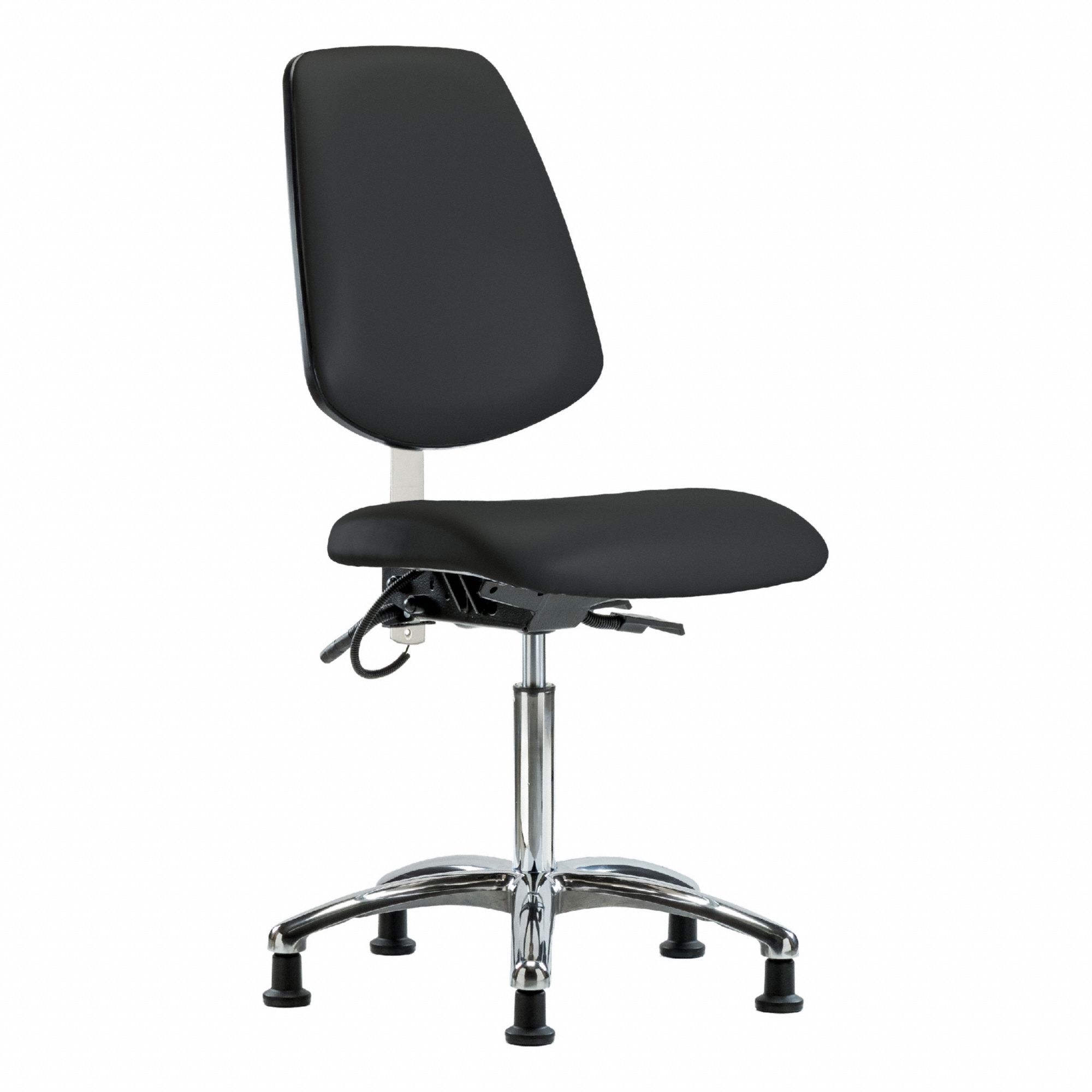 ESD Task Chair: Vinyl, Armless, Ht Range 21 1/2 in to 29 in, 18 1/2 in Seat Wd, 17 in Seat Dp, Black