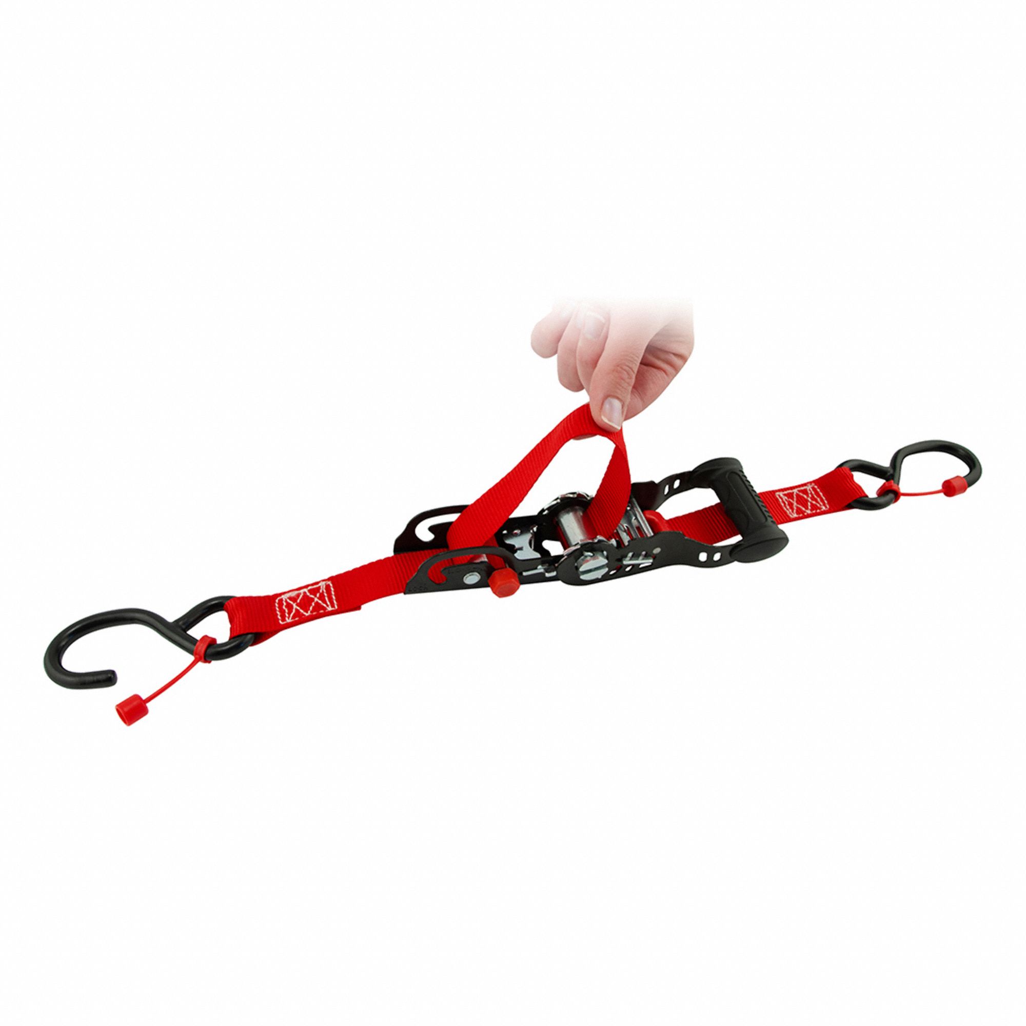 SLIDING RATCHET STRAP, RED, 1 IN W X 14 FT L, 400 LB LOAD LIMIT, S-HOOK END TYPE, 90-DAY WARRANTY