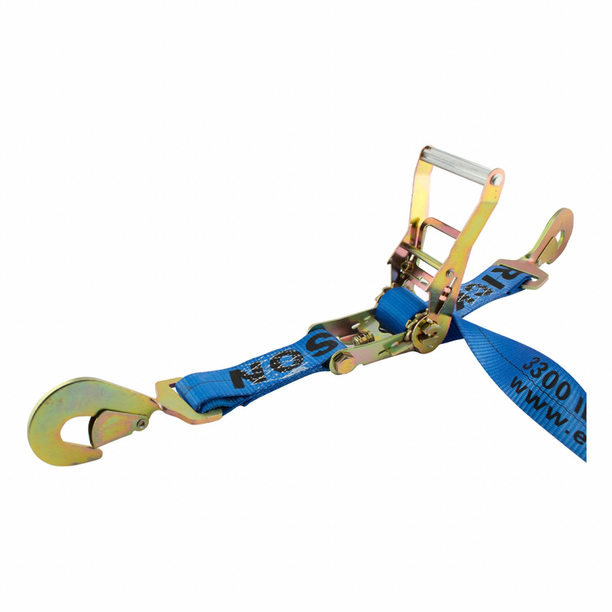 TIE-DOWN, BLUE, 2 IN W X 7 FT L, 3,330 LB LOAD LIMIT, SNAP-HOOK END TYPE, 90-DAY WARRANTY