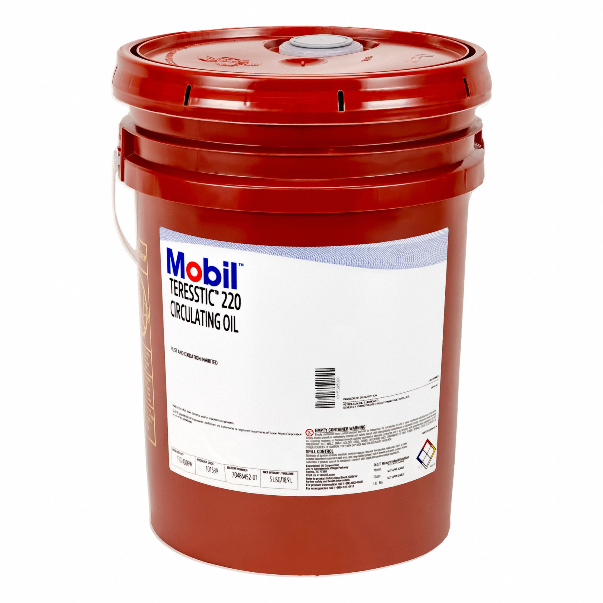 TERESSTIC CIRCULATING OIL, ISO VISCOSITY GRADE 220, AMBER, MINERAL OIL, 18.9 L PAIL