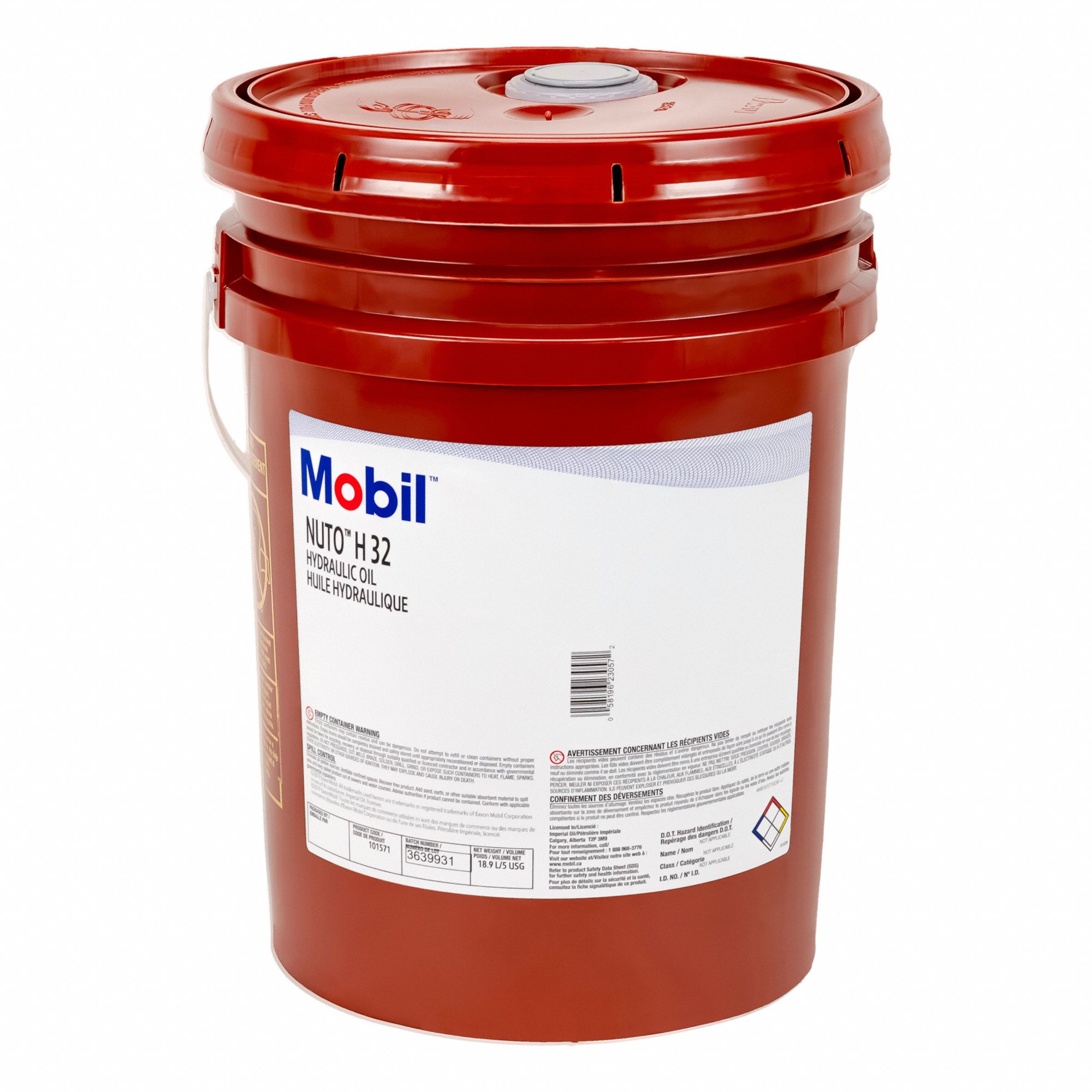 NUTO HYDRAULIC OIL, ISO VISCOSITY GRADE 32, AMBER, MINERAL OIL, 18.9 L PAIL