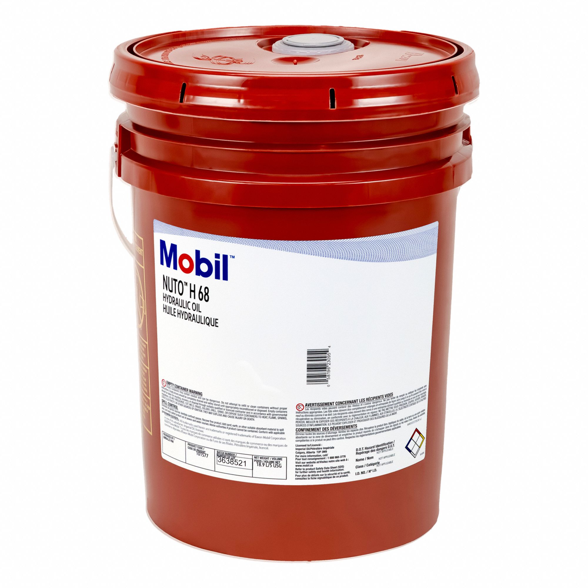 HLE HYDR NUTO,GRADE DE VISCOSITÉ ISO 68,AMBRE,HLE MINÉRALE,SEAU DE 18,9 L