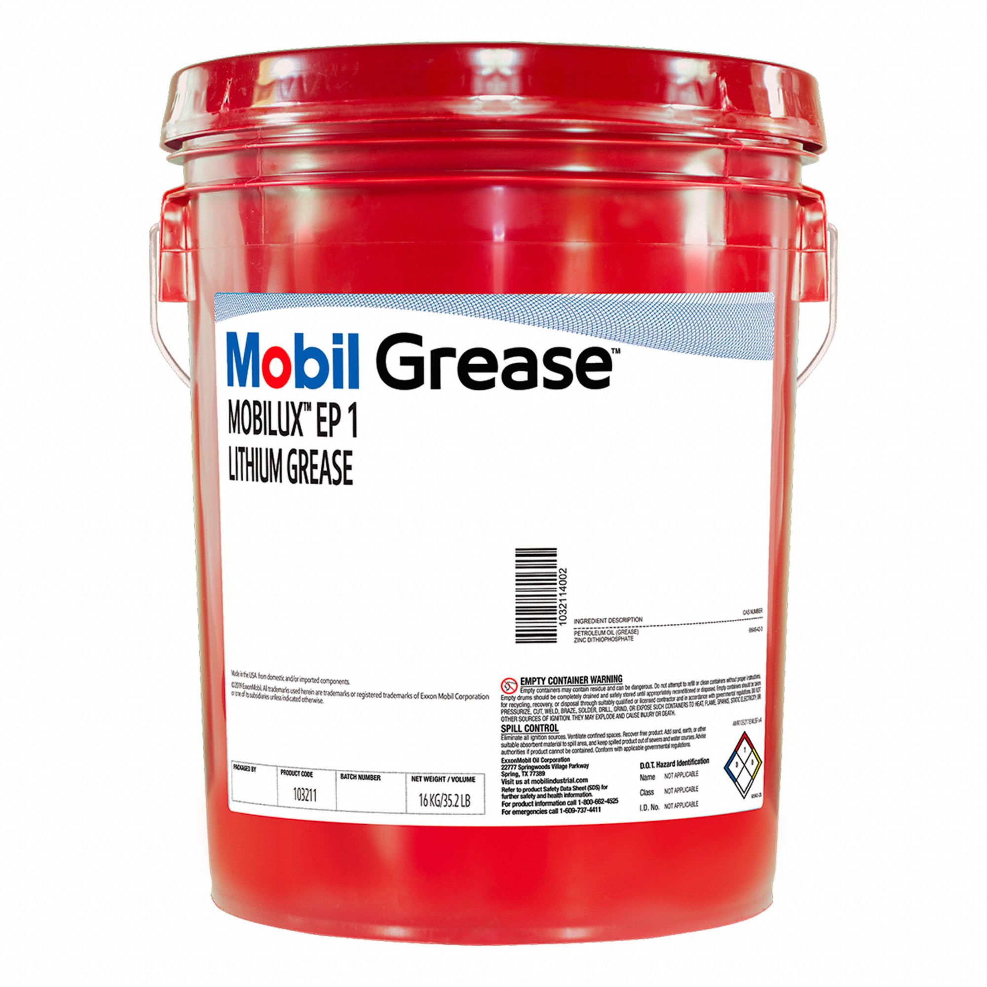 MOBILUX EP 1 EXTREME PRESSURE GREASE NLGI 1, ISO 160, BROWN, 38.53 LBS, 5 GALLON, LITHIUM