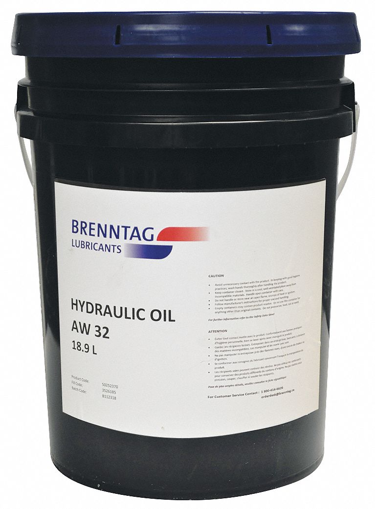 AW 32 HYDRAULIC OIL, TEMP 413 ° F TO -11 ° F, LIGHT PALE, CONVENTIONAL OIL/ZINC, 5 GAL PAIL