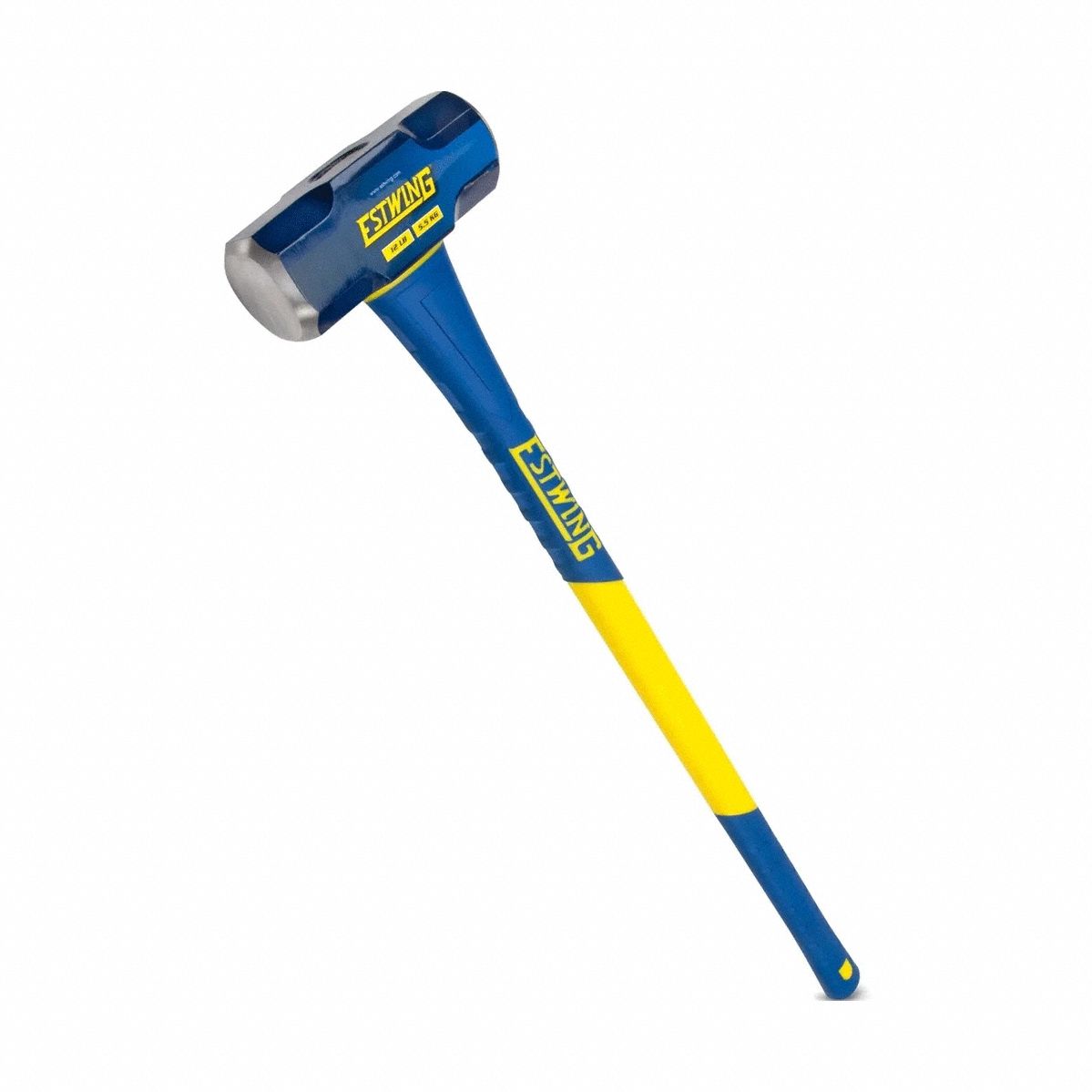 Standard Sledge Hammer: Steel, Fiberglass Handle, 12 lb Head Wt, 2 1/4 in Dia, 36 in Overall Lg