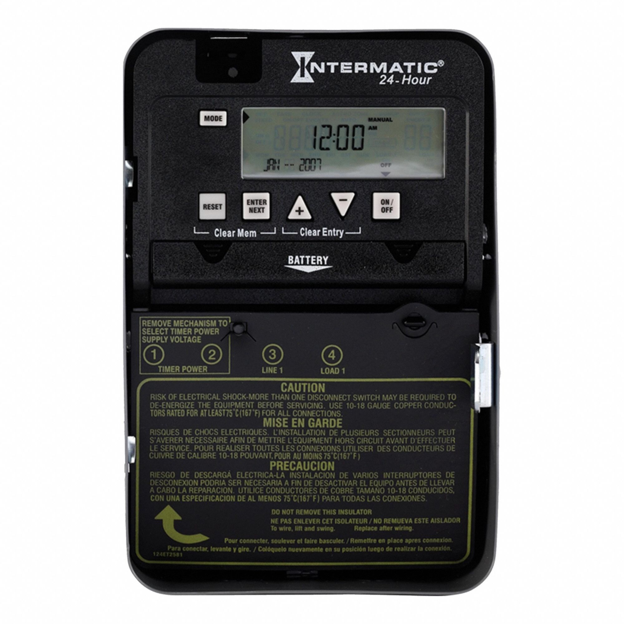 Electronic Timer: 24 hr, Not Astronomic, 120-277V AC, SPST, Digital