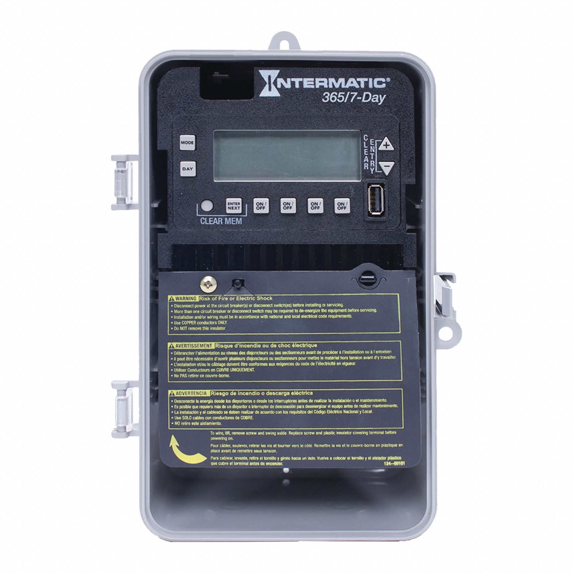 Electronic Timer: 7 day, Not Astronomic, 120-277V AC, DPST/SPST, Digital