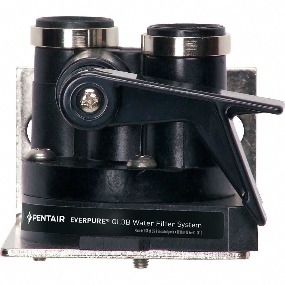 Water Filter Head: 3/8 in, NPT, 3 5/8 in Overall Ht, 3 3/4 in Overall Wd
