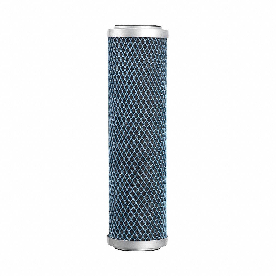 Water Filter Cartridge: 0.5 micron, 1.5 gpm, 15, 000 gal, 9 3/4 in Overall Ht, Carbon
