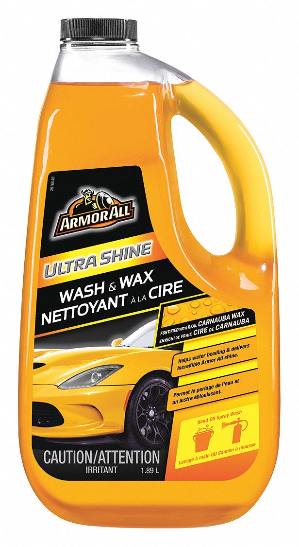 WASH AND WAX, YELLOW, 1.89 L PLASTIC BOTTLE
