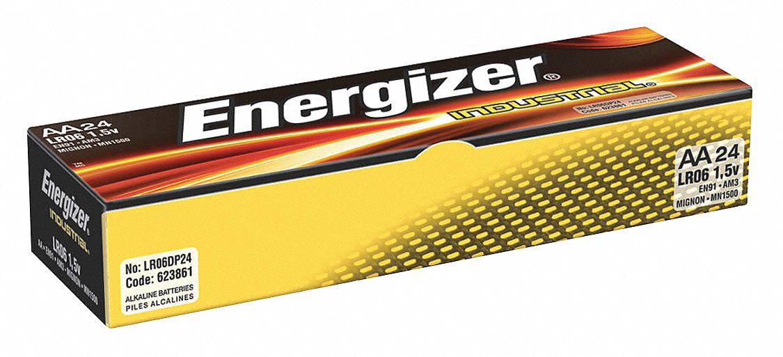 ENERGIZER BATTERY,AA,IND,ALKALINE,24/PK Disposable Standard Batteries