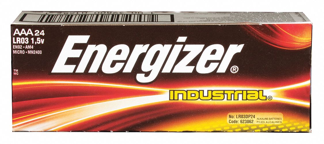 ENERGIZER BATTERY,AAA,IND,ALKALINE,24/PK Disposable Standard