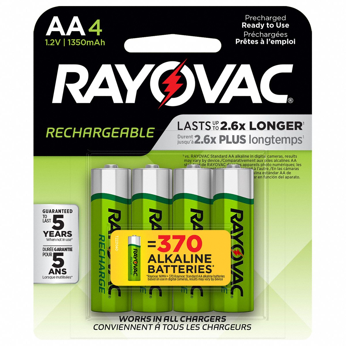 RECHARGEABLE,NIMH,AA BATTERY,PK4
