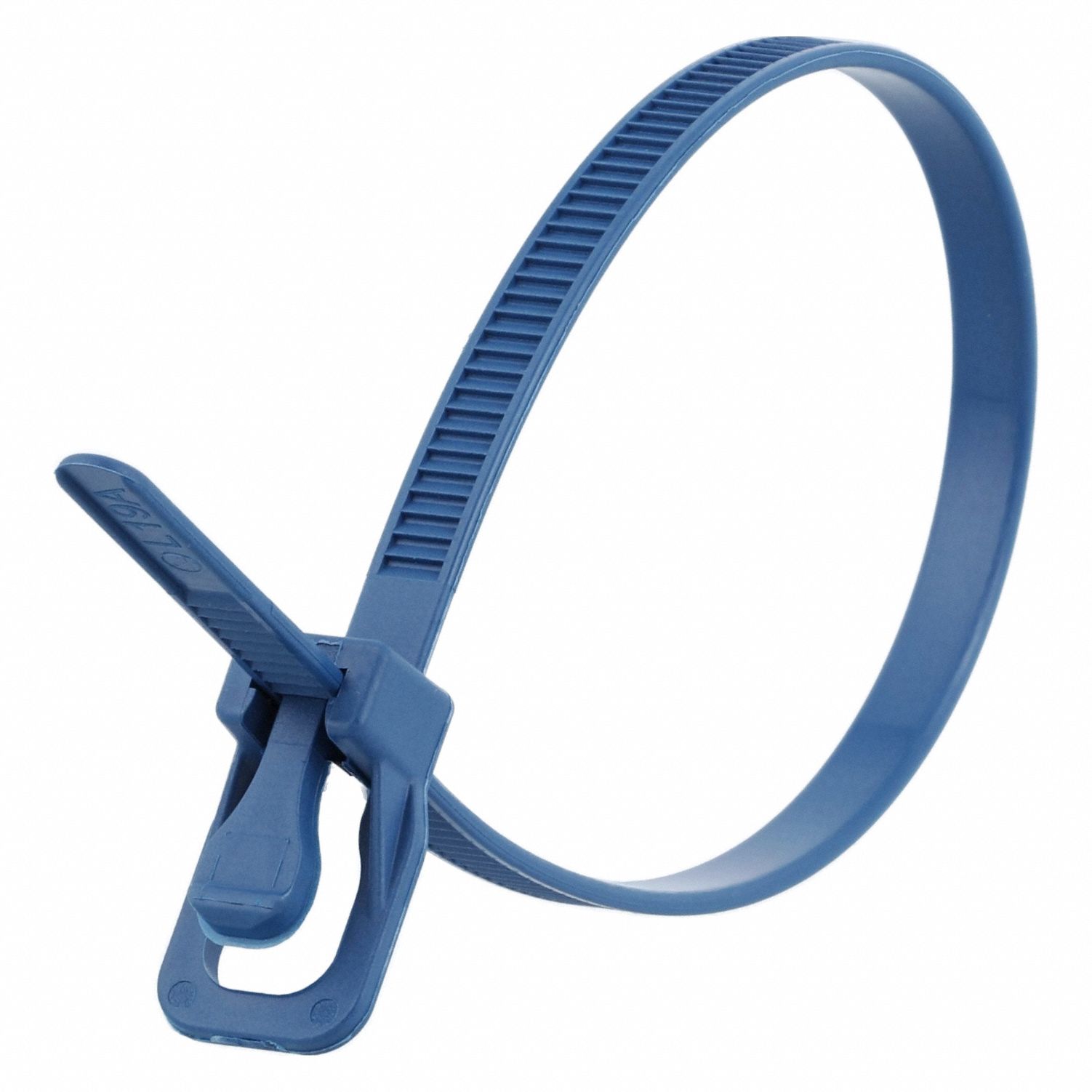 Releasable Cable Tie: Blue, 10 in Lg, Max. 71 mm Bundle Dia., 50 lb Rated, 100 PK