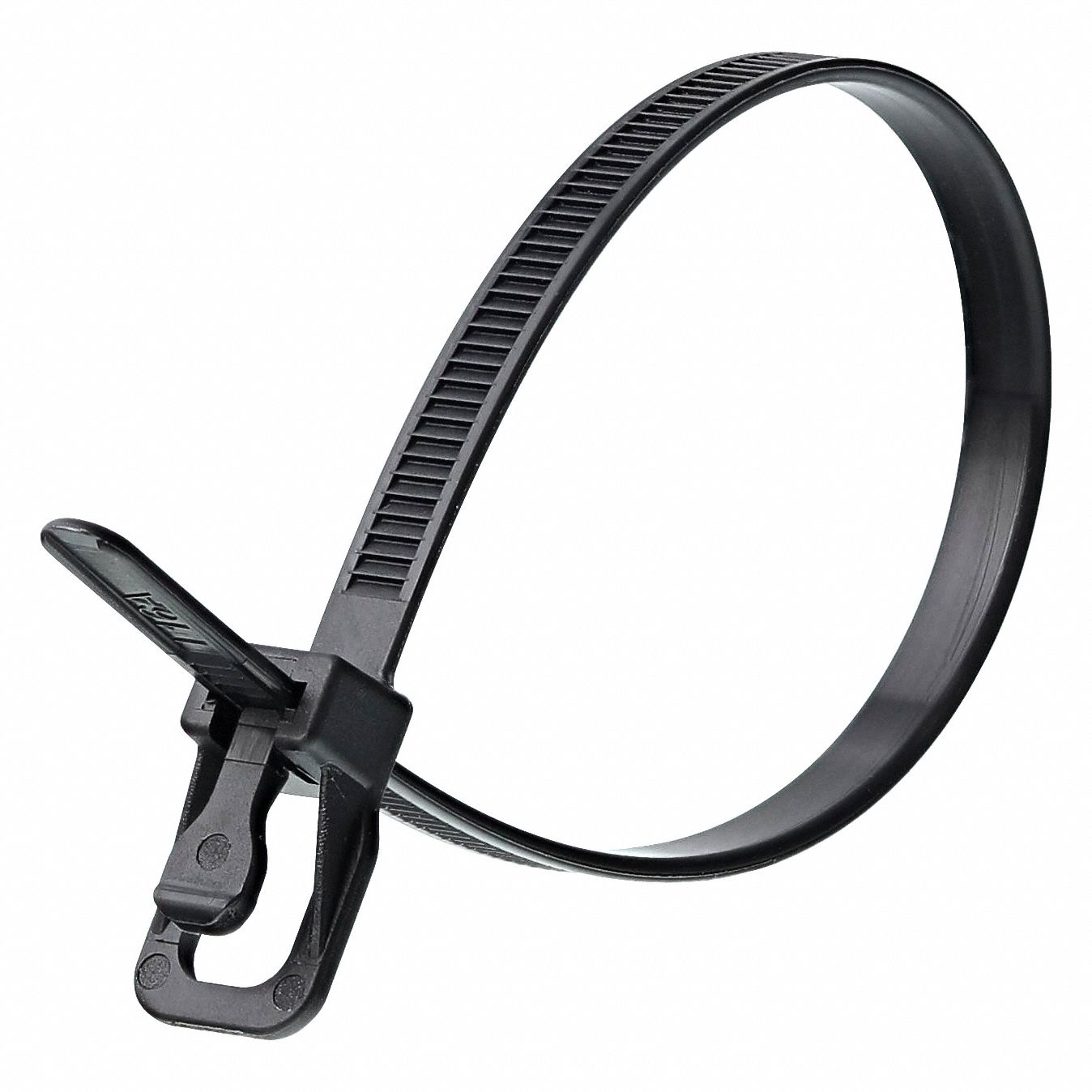 Releasable Cable Tie: Black, 10 in Lg, Outdoor Use, Max. 71 mm Bundle Dia., 100 PK